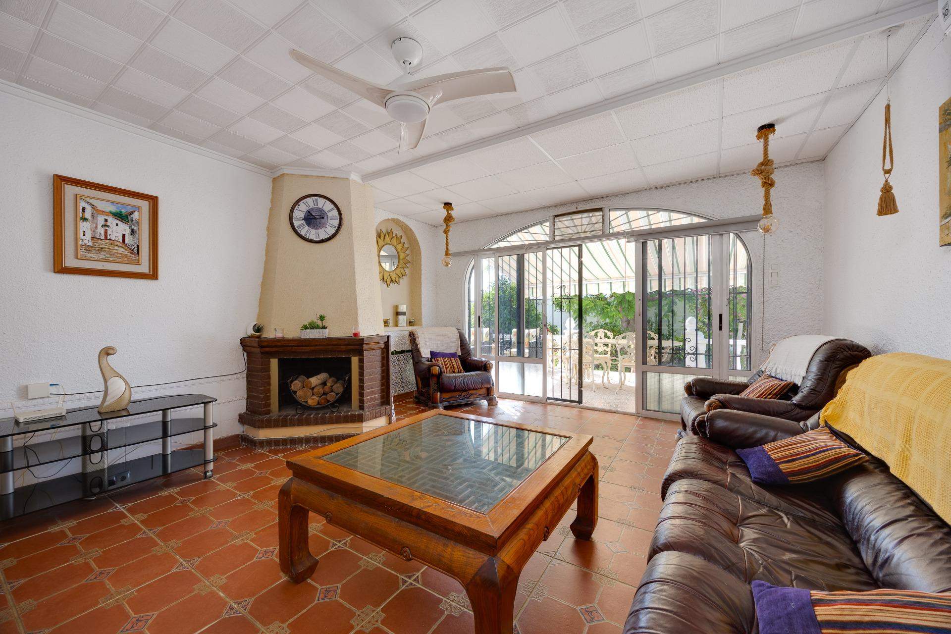 South-east facing garden with mature trees at detached villa, La Siesta, Torrevieja