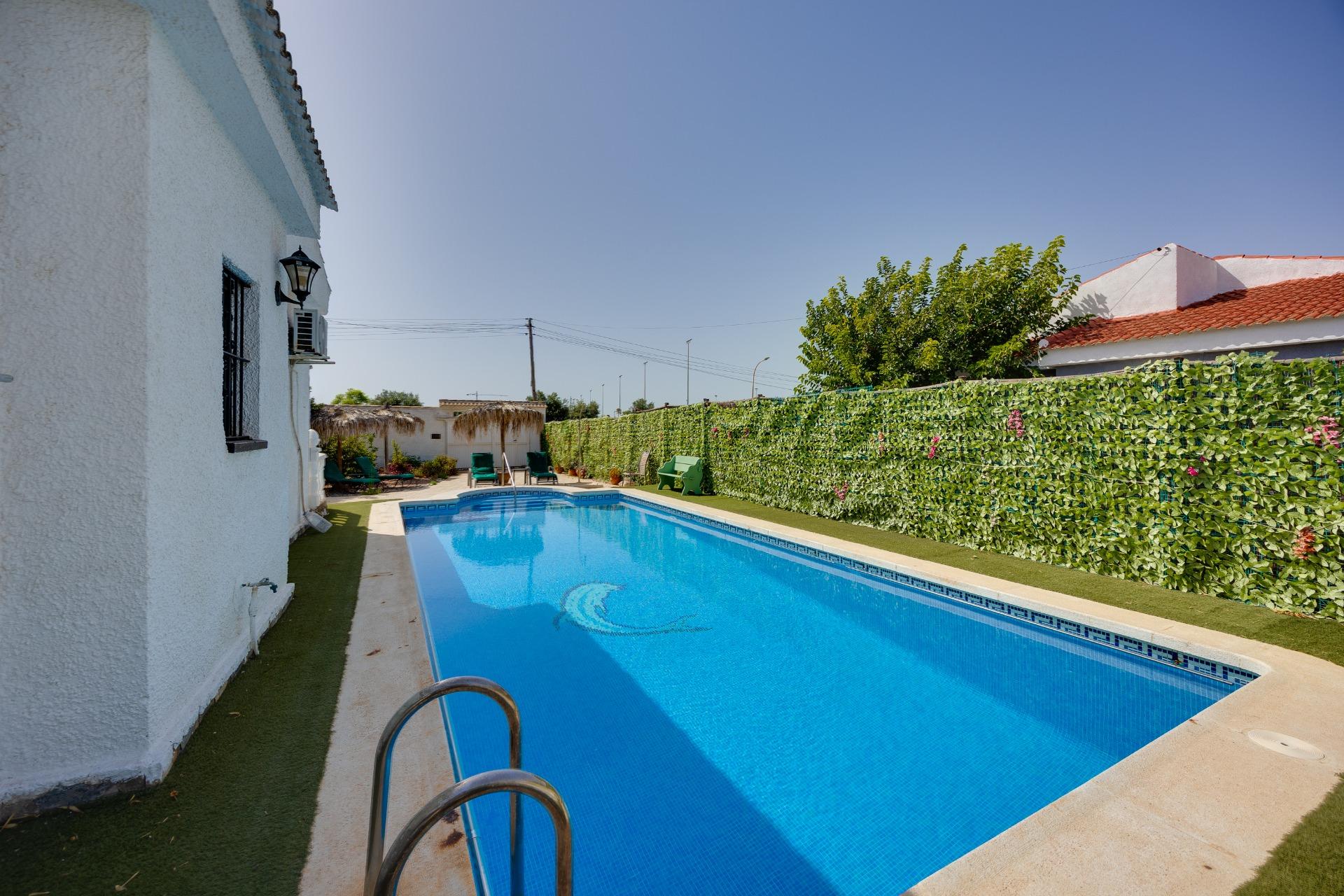 Pool viewed from garden level, 4-bedroom villa, La Siesta, Torrevieja