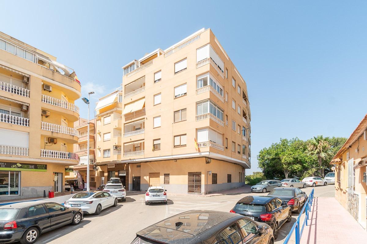 Street-level view of residential building, La Mata Pueblo, Torrevieja