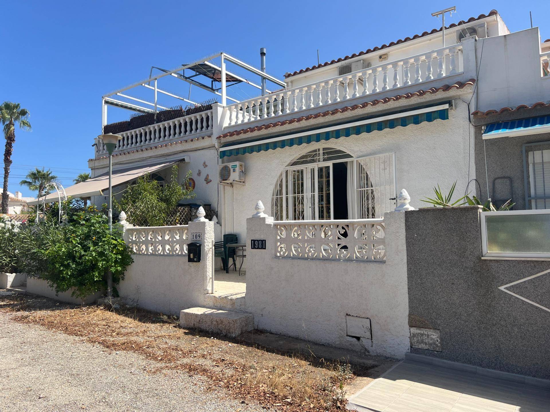 Outdoor seating area on patio of villa in San Luis, Torrevieja