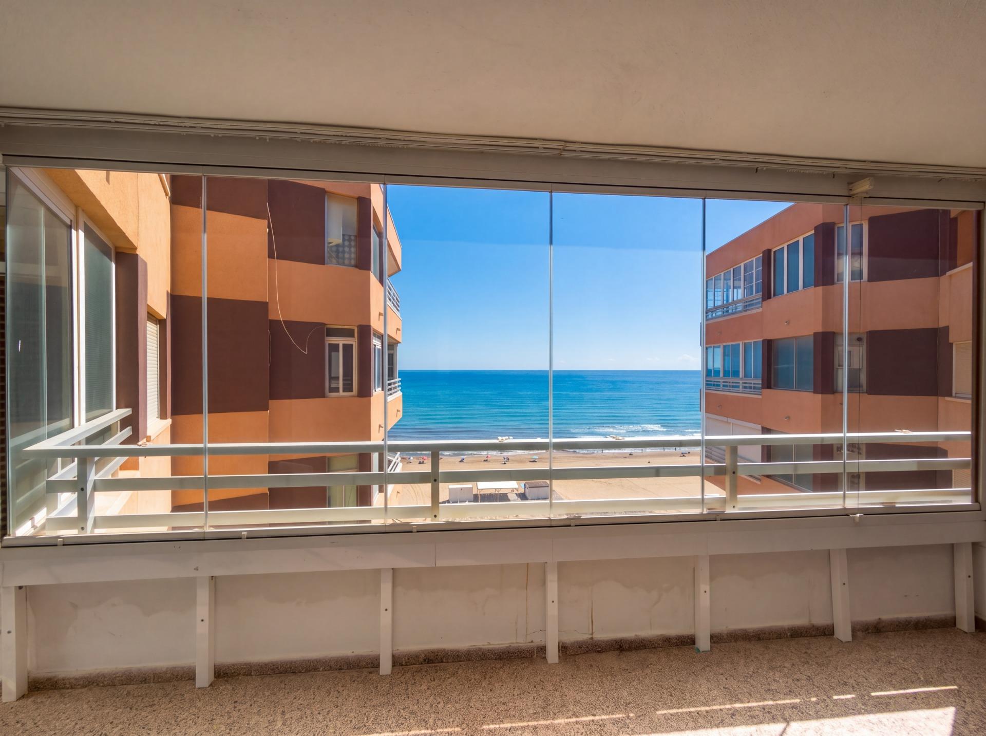 Living room with sea views in 3-bedroom apartment, La Mata Pueblo, Torrevieja