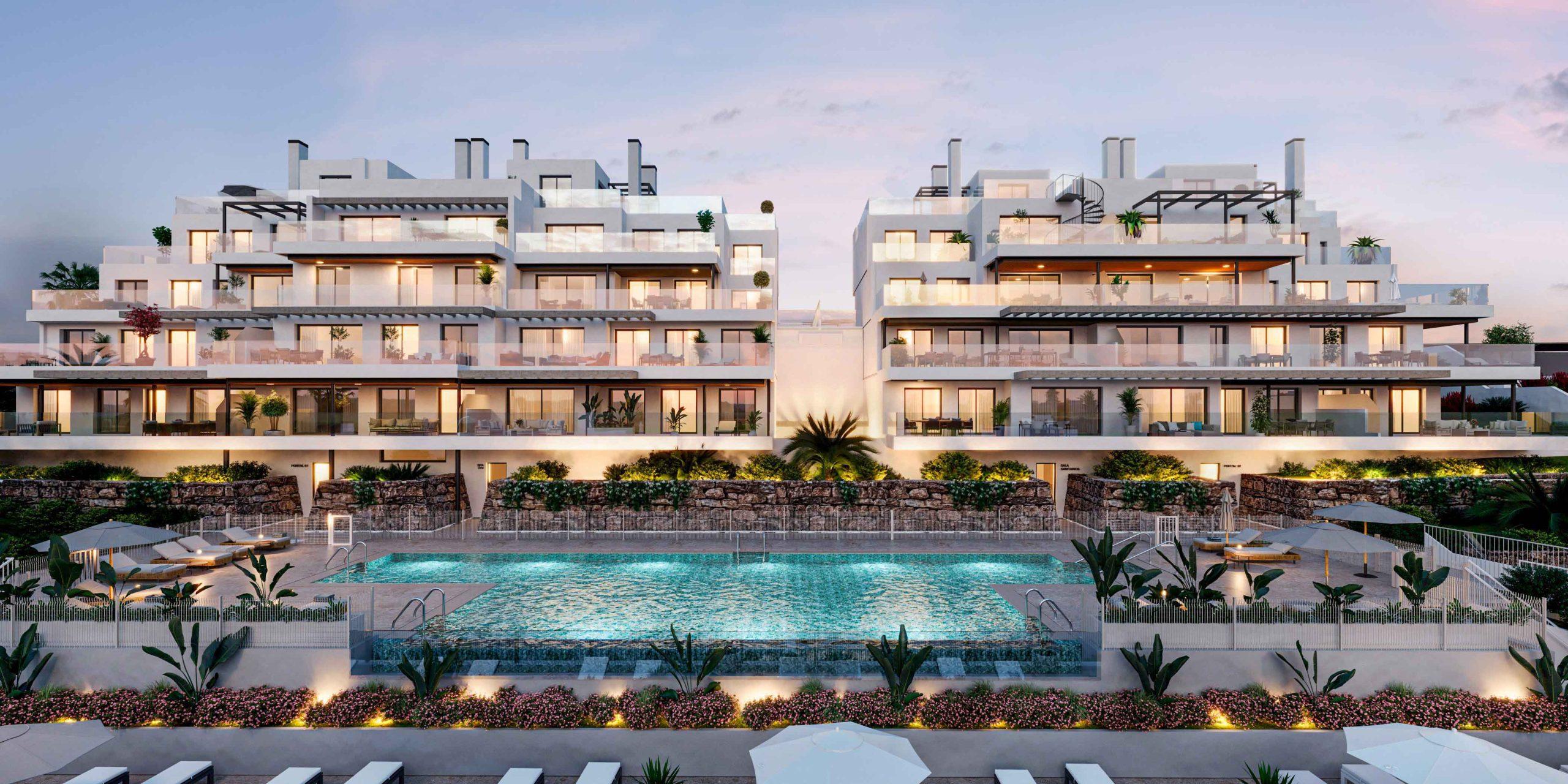 Private rooftop solarium terrace in top-floor new-build apartment, Las Mesas, Estepona