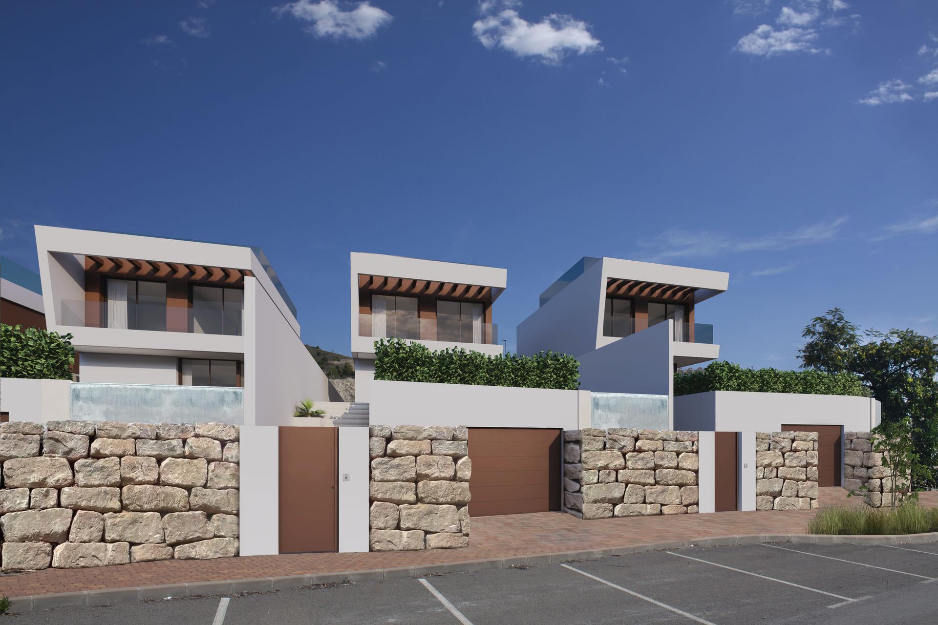 Outdoor terrace on 354m2 plot of new-build villa, Golf Puig Campana, Finestrat