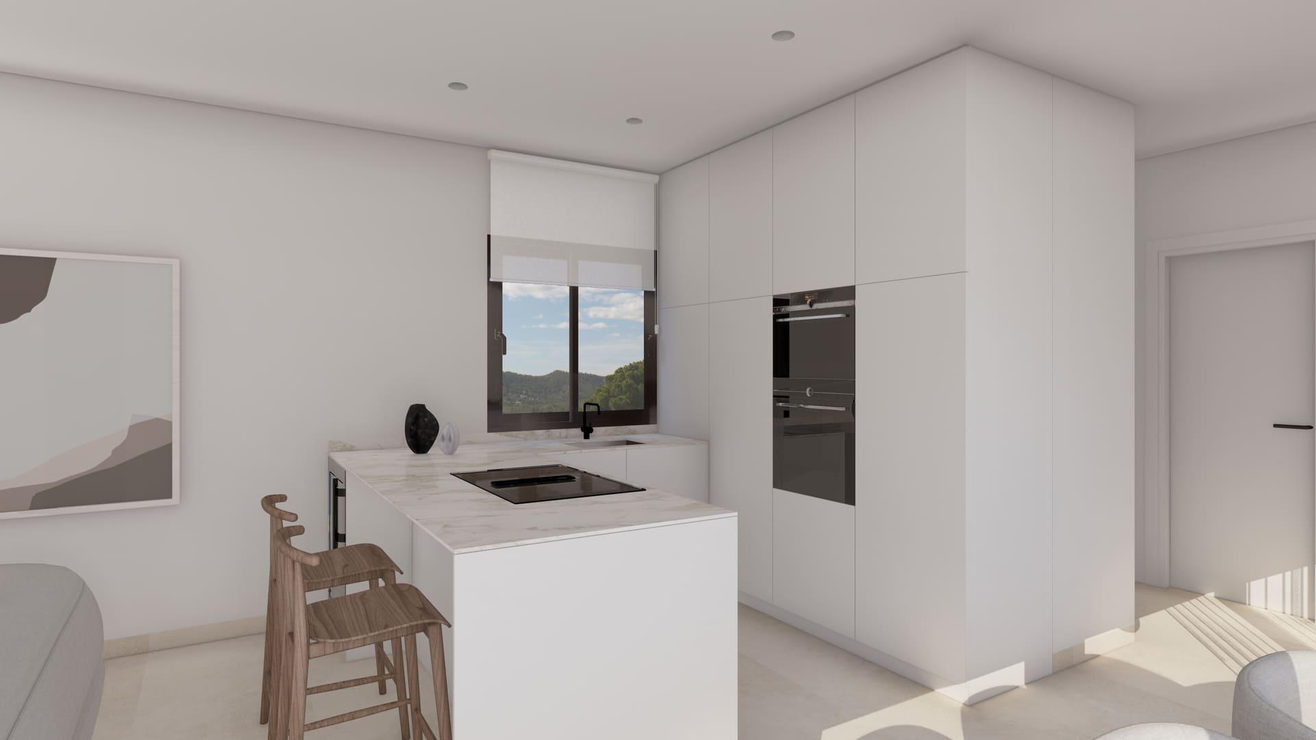 Main bathroom with shower in 3-bedroom new-build villa, Golf Puig Campana, Finestrat