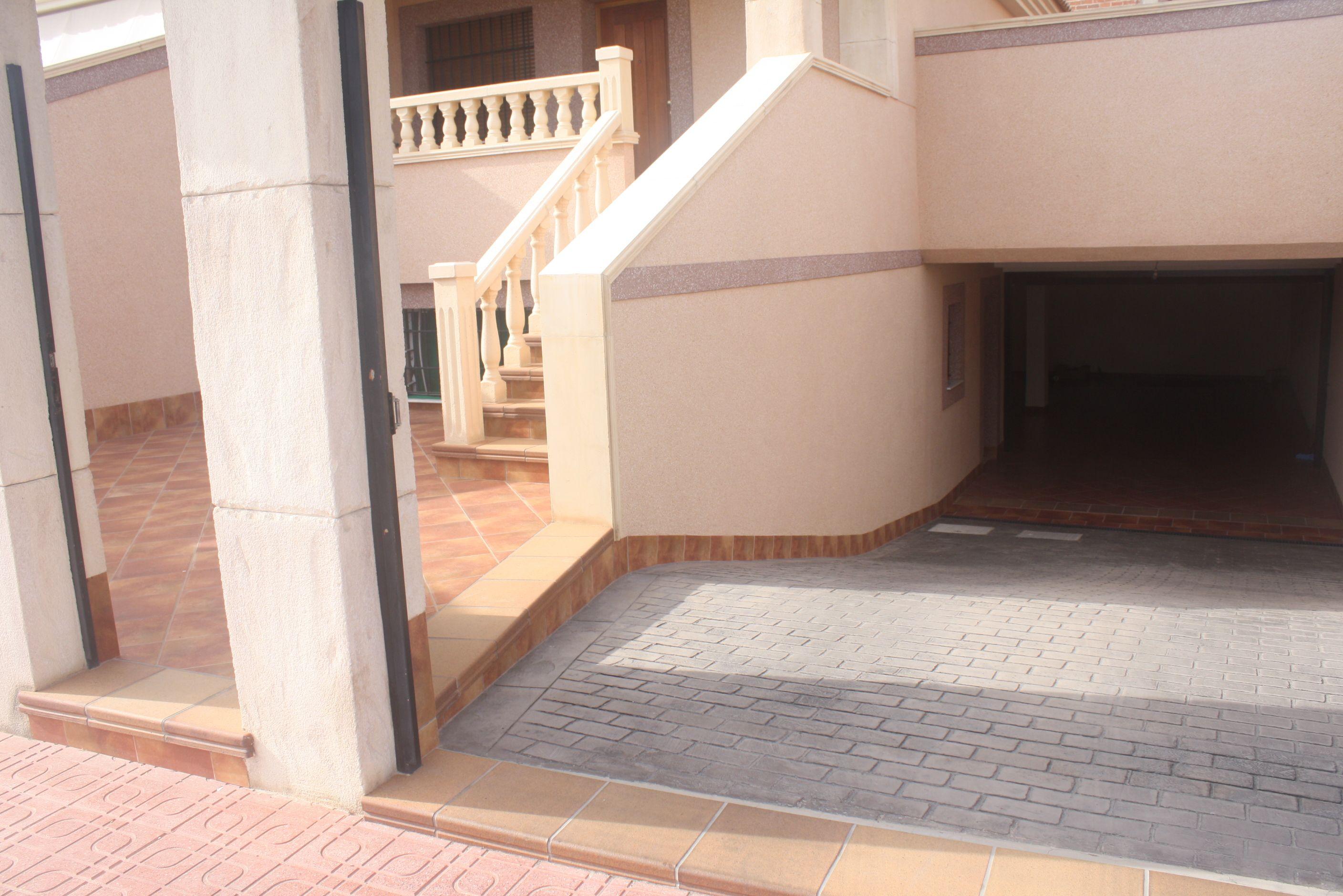 Rear exterior facade of new-build townhouse, Los Balcones, Torrevieja