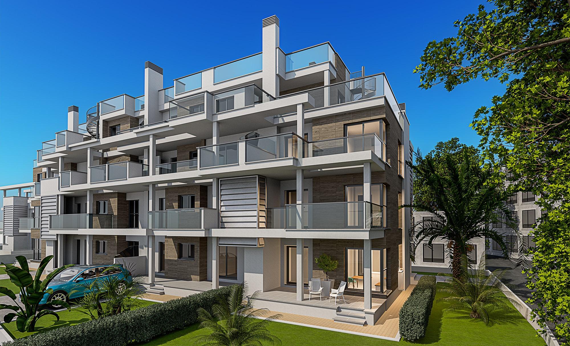 Living area in 3-bedroom new-build penthouse, Les Bassetes-El Marjal, Denia