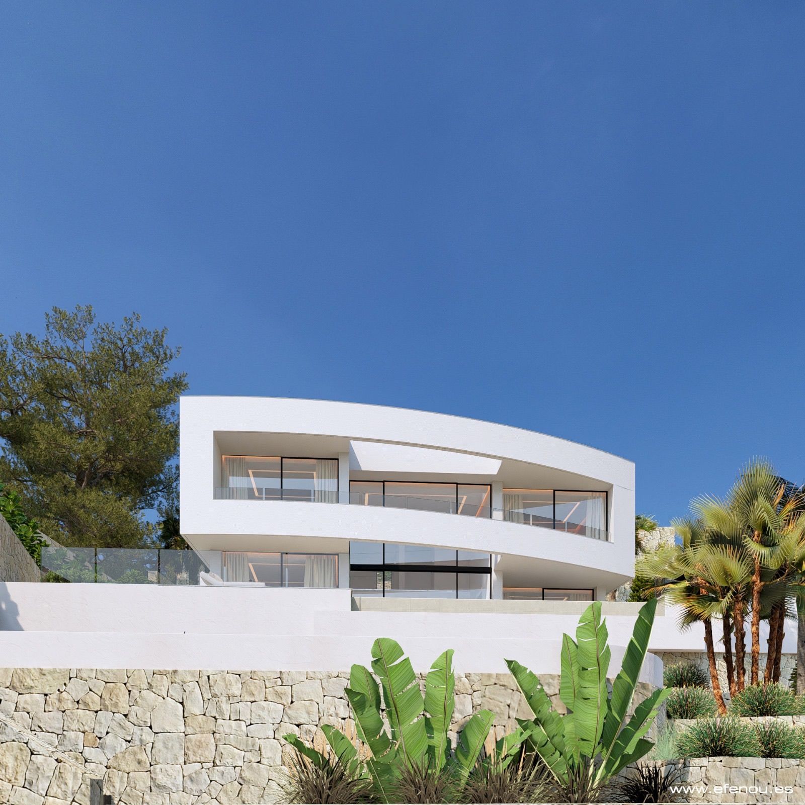 Private garden of new-build villa on 1,042 m2 plot, Cometa-Carrió, Calpe
