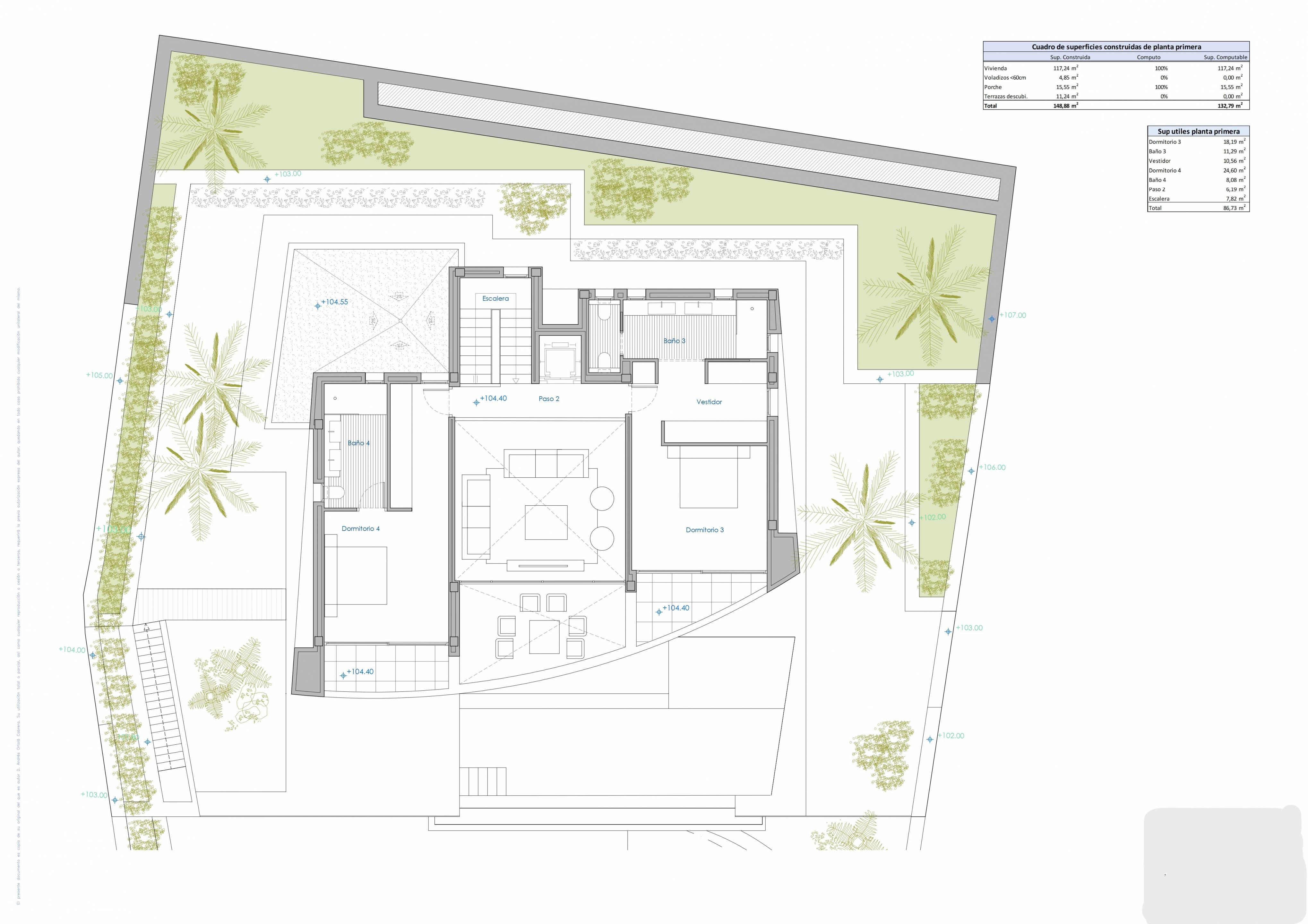 Architectural facade drawing of 4-bedroom new-build villa, Cometa-Carrió, Calpe