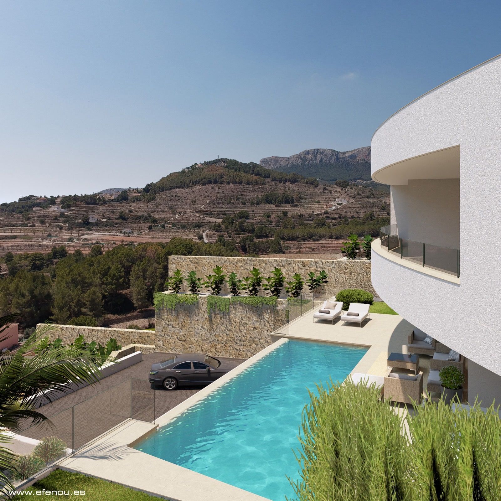 Upper-floor plan of 4-bedroom new-build villa, Cometa-Carrió, Calpe