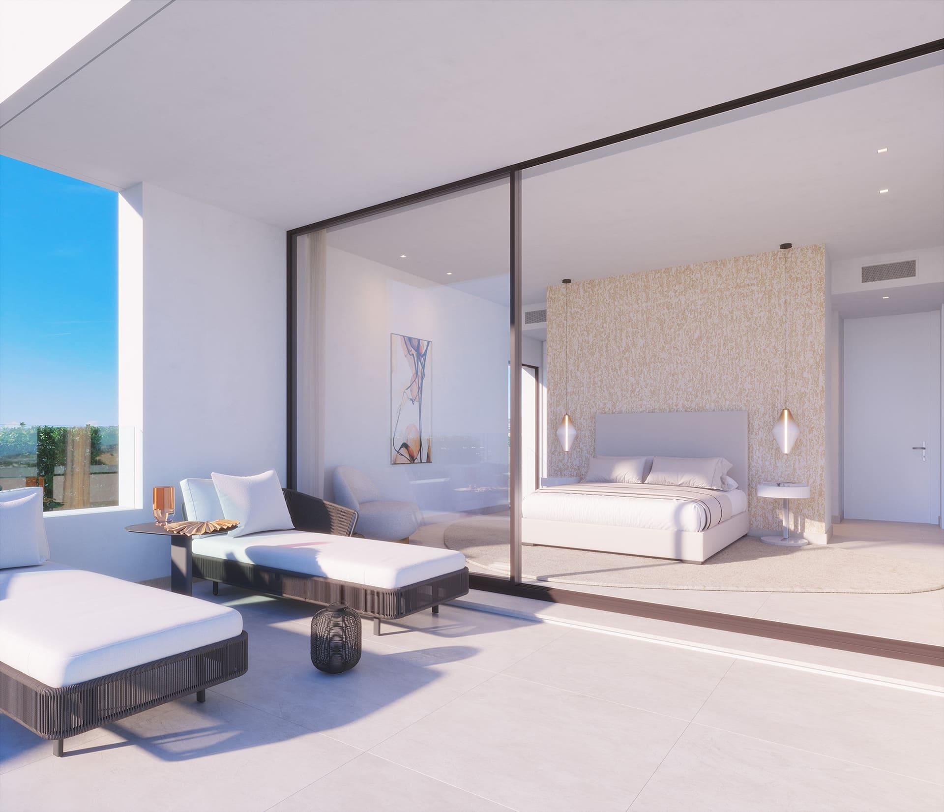 Elevated view of new-build villa and 756m2 plot, Estepona Golf, Estepona