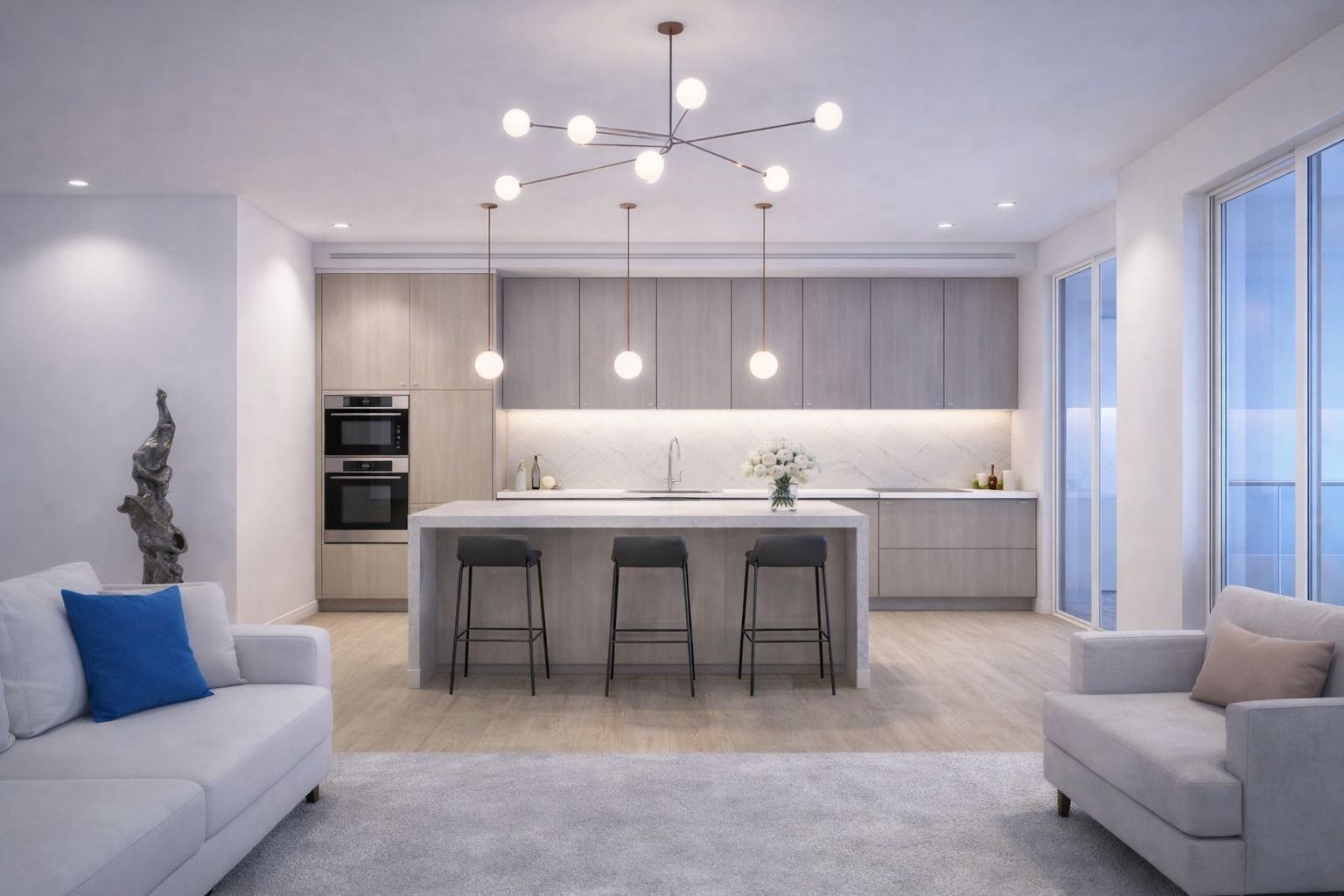 Outdoor terrace area adjoining new-build villa, Whater Gardens, Estepona