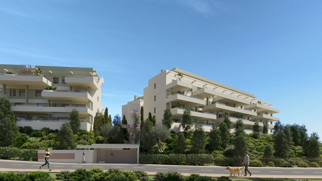 Detail of facade materials and exterior finish on new-build block