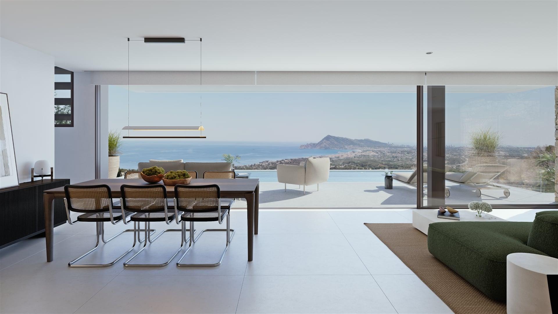 Upper terrace of new-build villa with open views, Altea La Nova