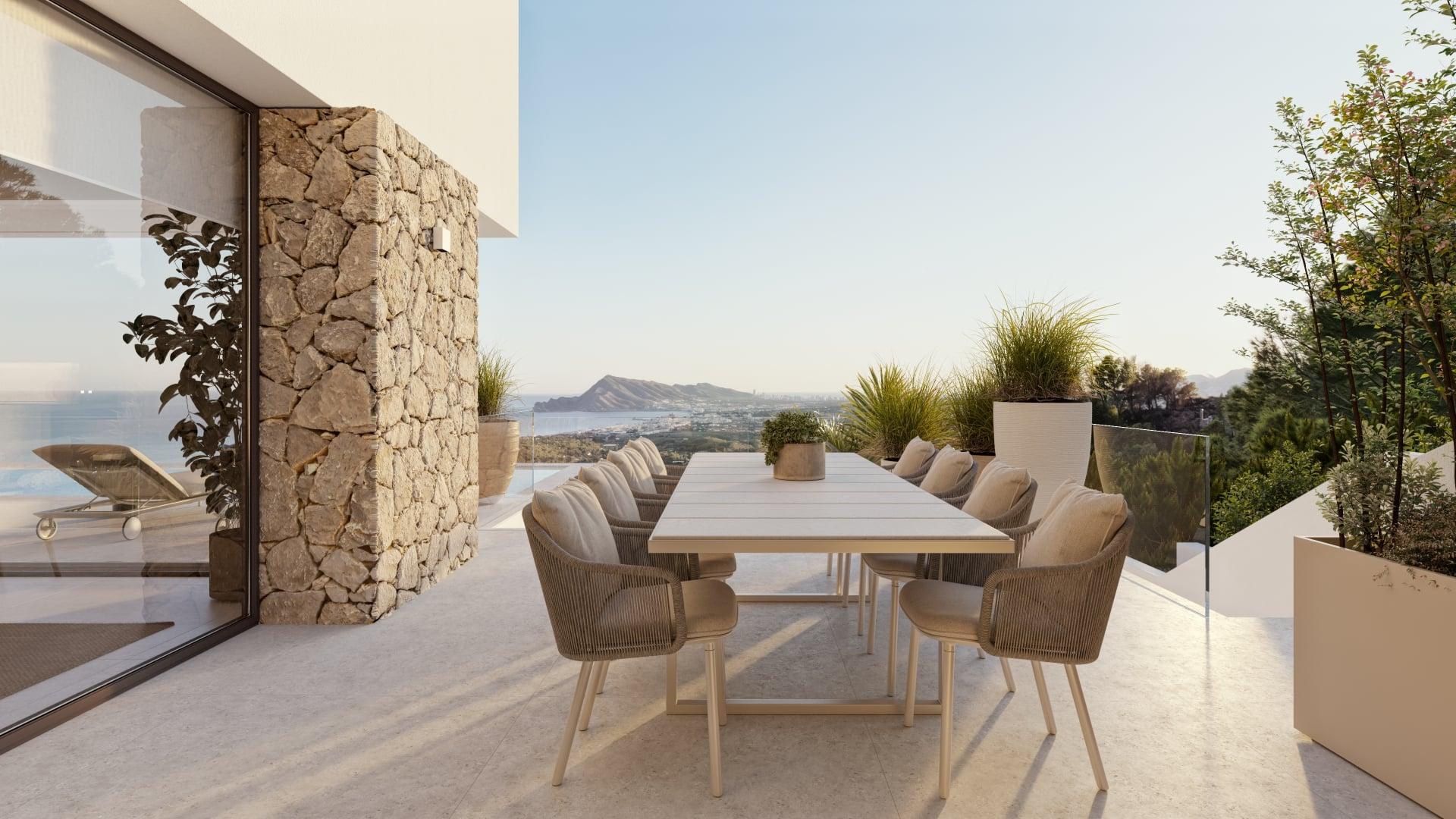 Rear garden of 4-bedroom new-build villa, Altea La Nova, Altea