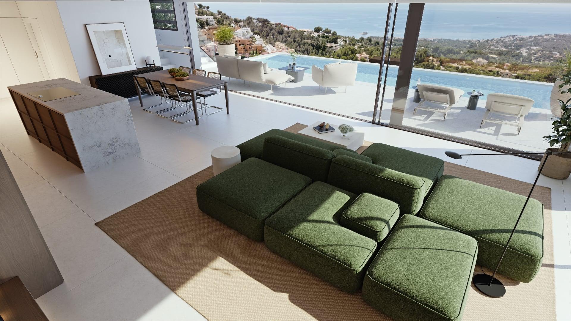 Poolside terrace of new-build villa in Altea La Nova, Altea