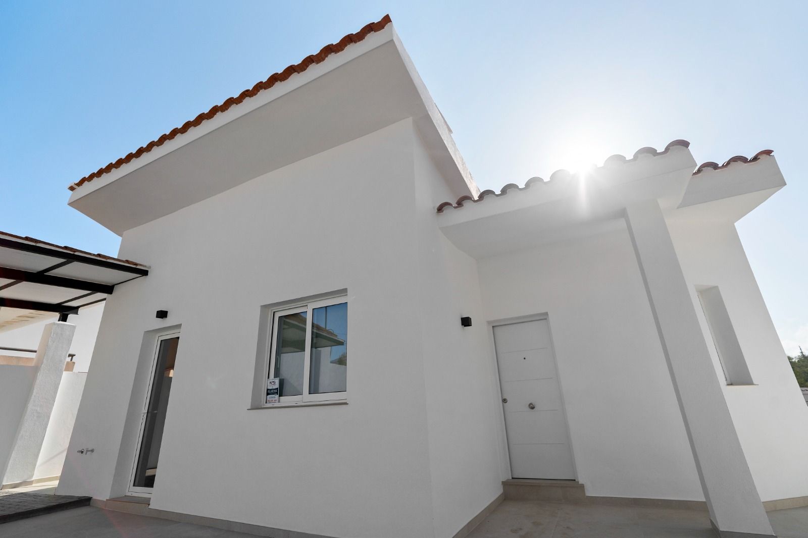 Exterior render and finish detail on new-build villa, Mijas Pueblo
