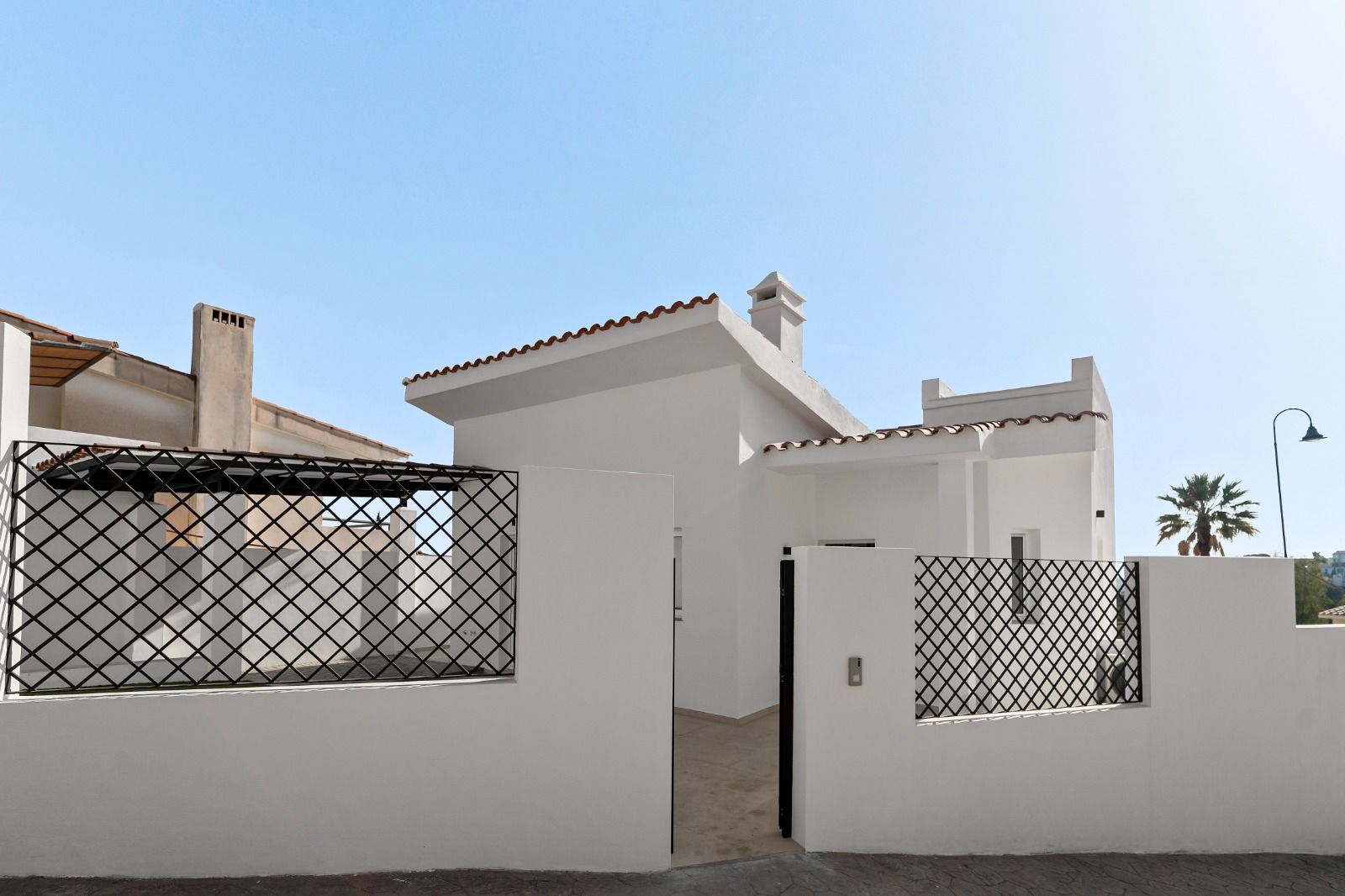 Elevated exterior view of new-build villa and surroundings, Mijas Pueblo