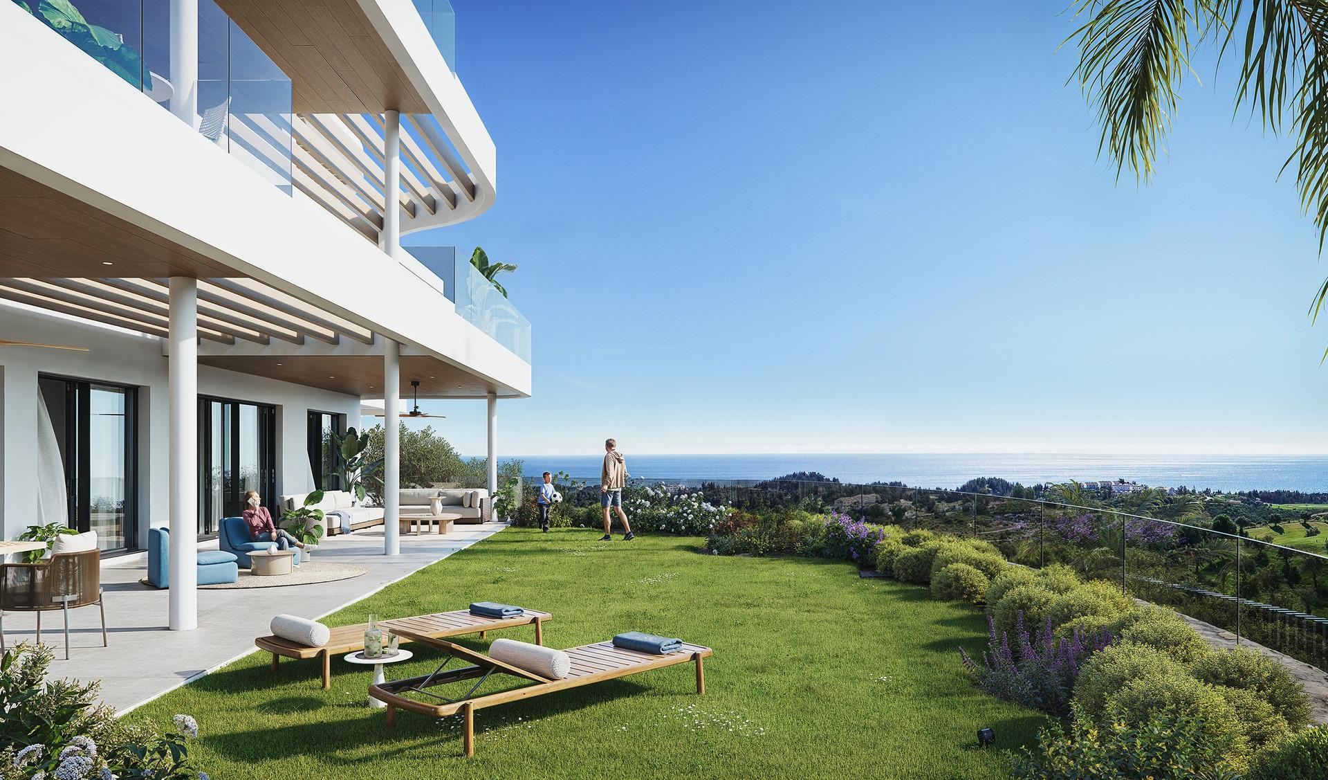 Landscaped communal gardens with walking paths