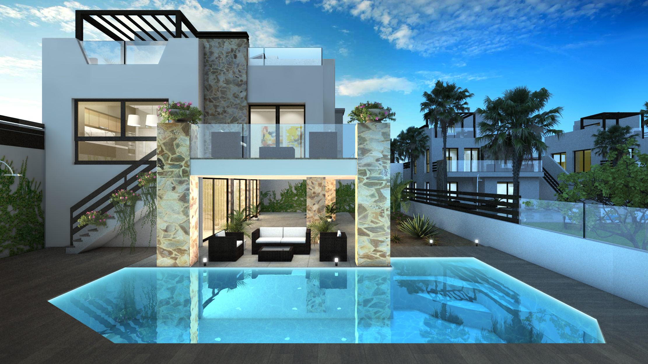 Elevated view of new-build villa plot in La Marquesa, Rojales