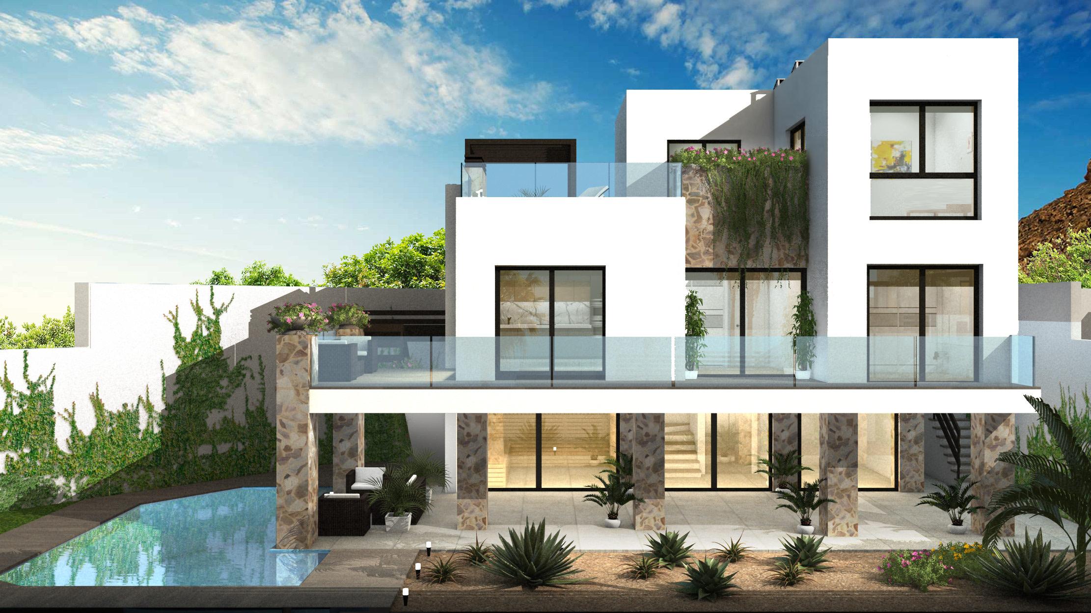 Living room with large windows in new-build villa, La Marquesa, Rojales