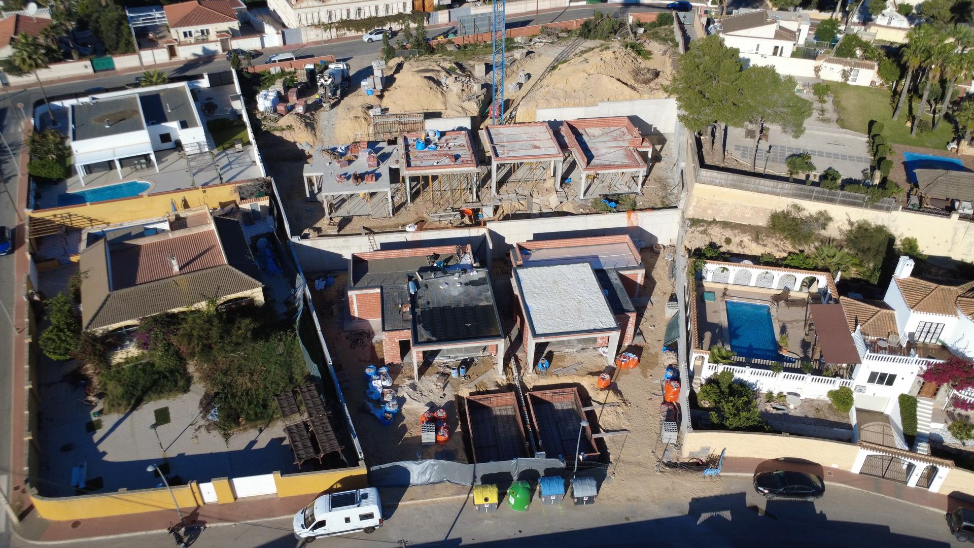 External view of build footprint on plot, new-build villa, Urbanización Perla del Mar, Orihuela