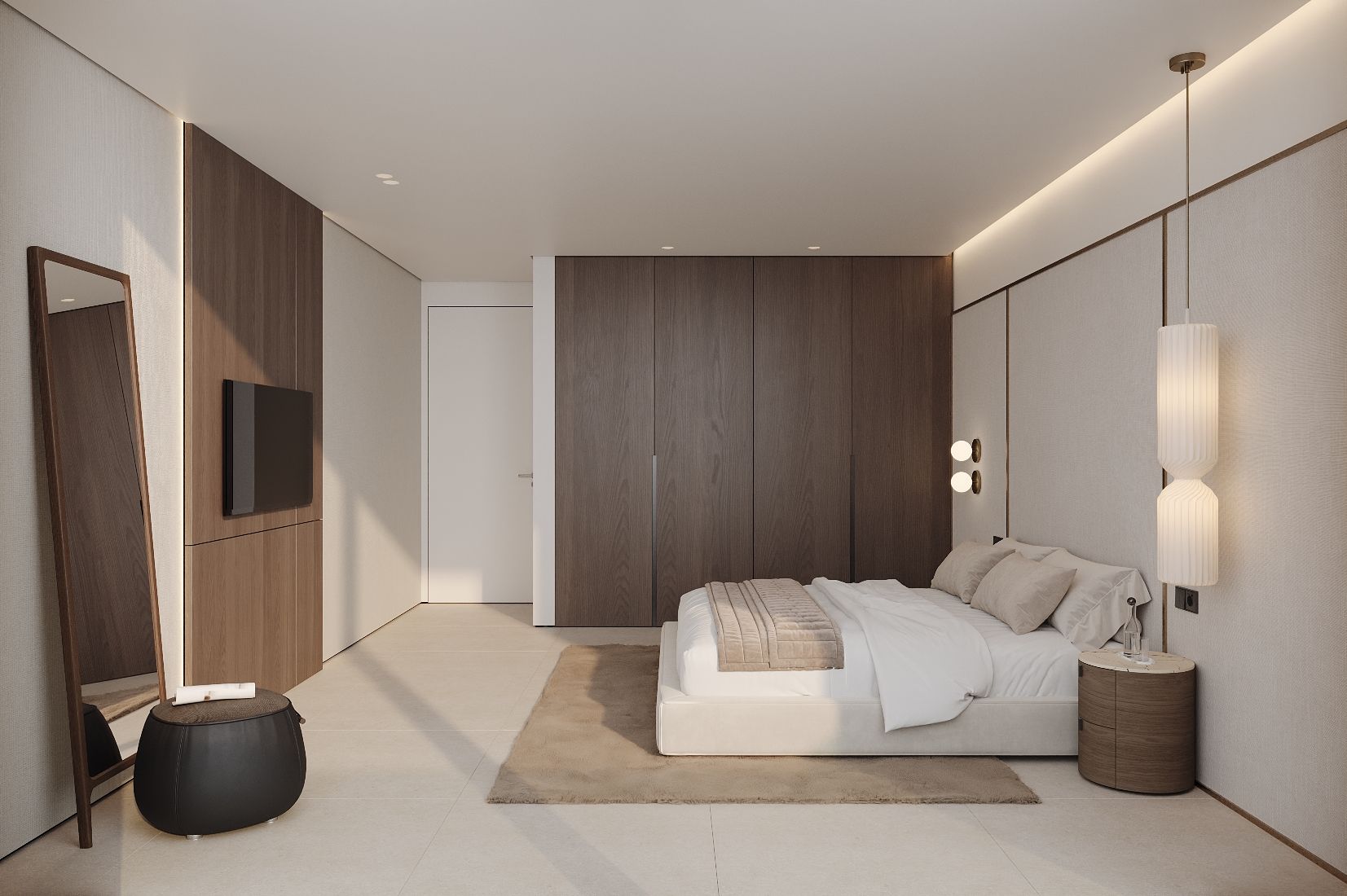 Open-plan kitchen and living space viewed towards terrace door, new-build apartment, Nueva Milla De Oro, Estepona