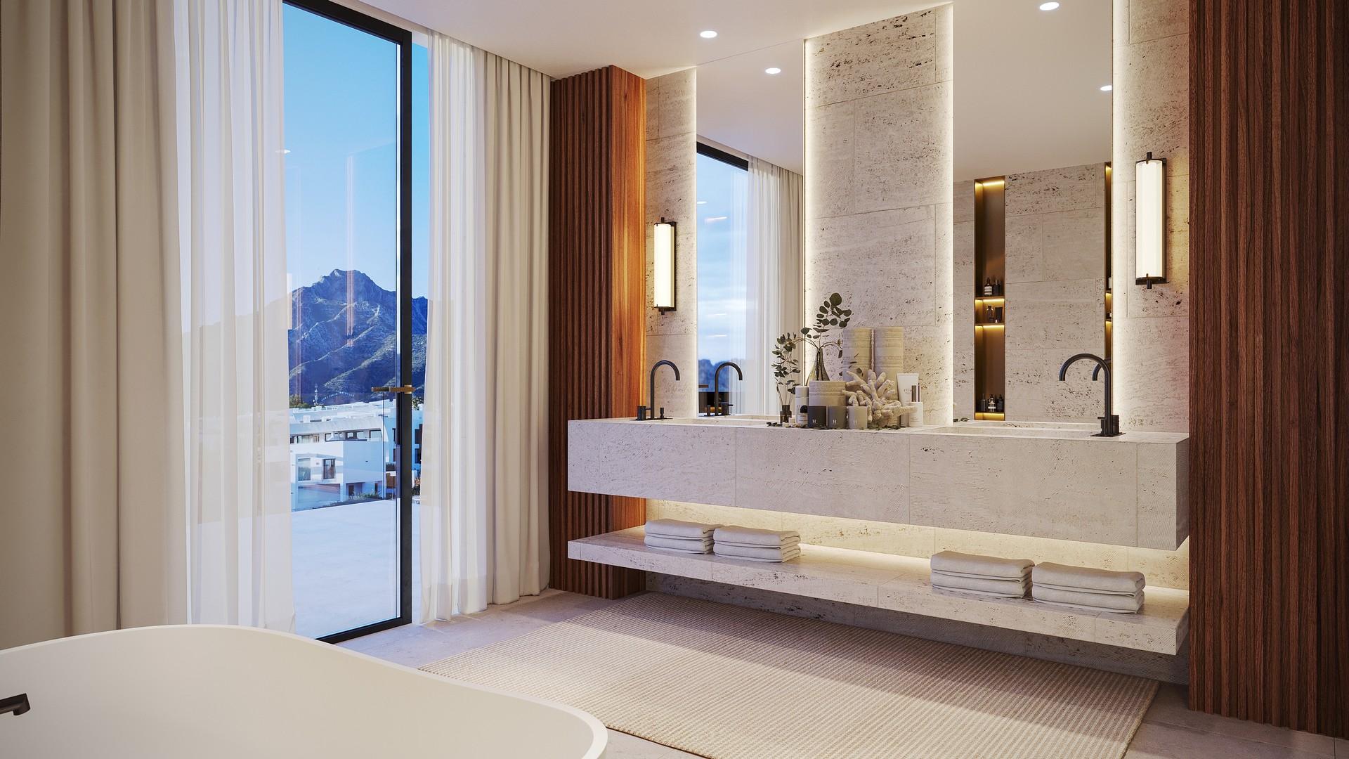 Open-plan living room in 4-bedroom new-build villa, Nagüeles, Marbella