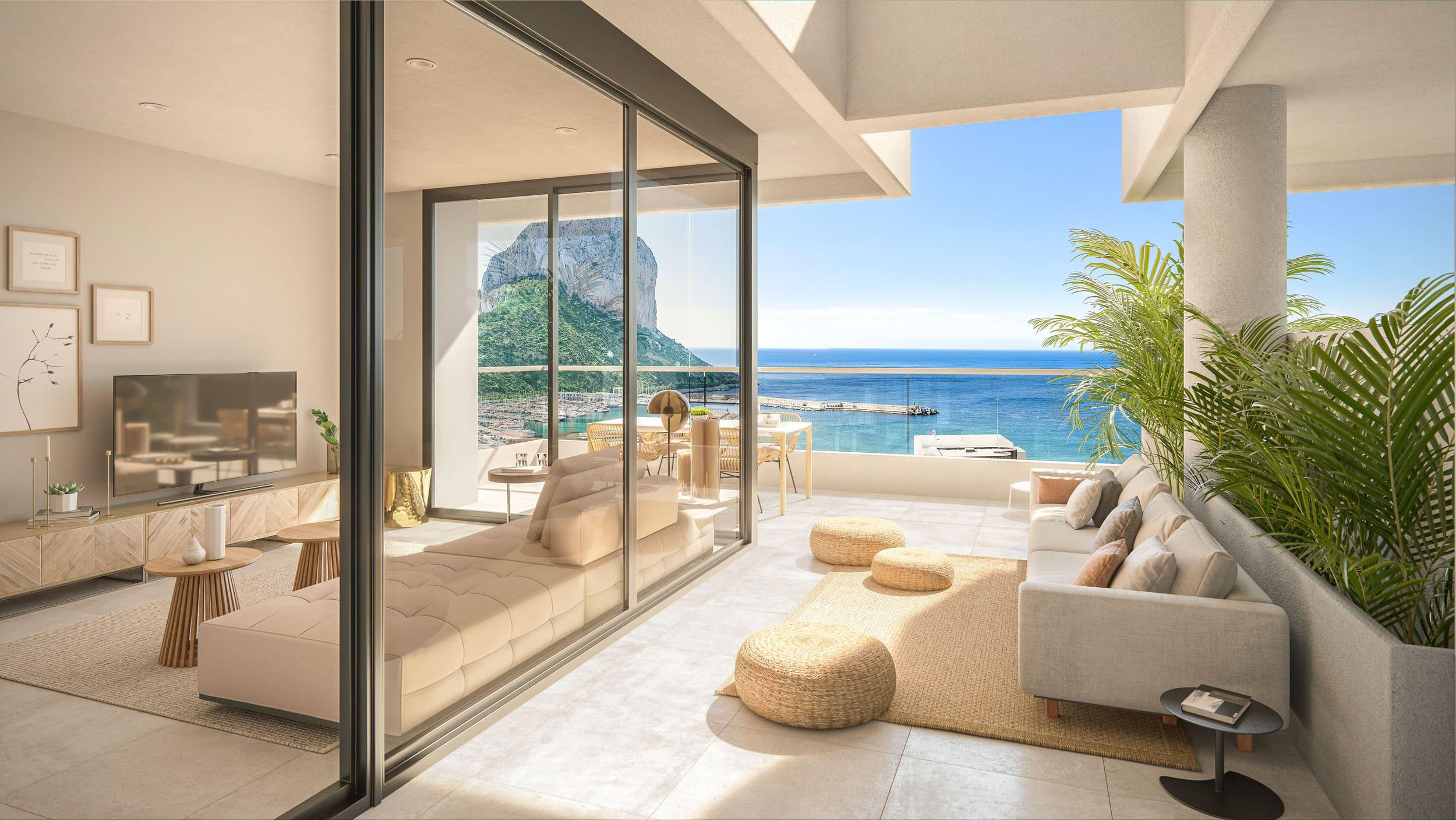 Kitchen with modern fitted units in new-build penthouse, Ifach, Calpe