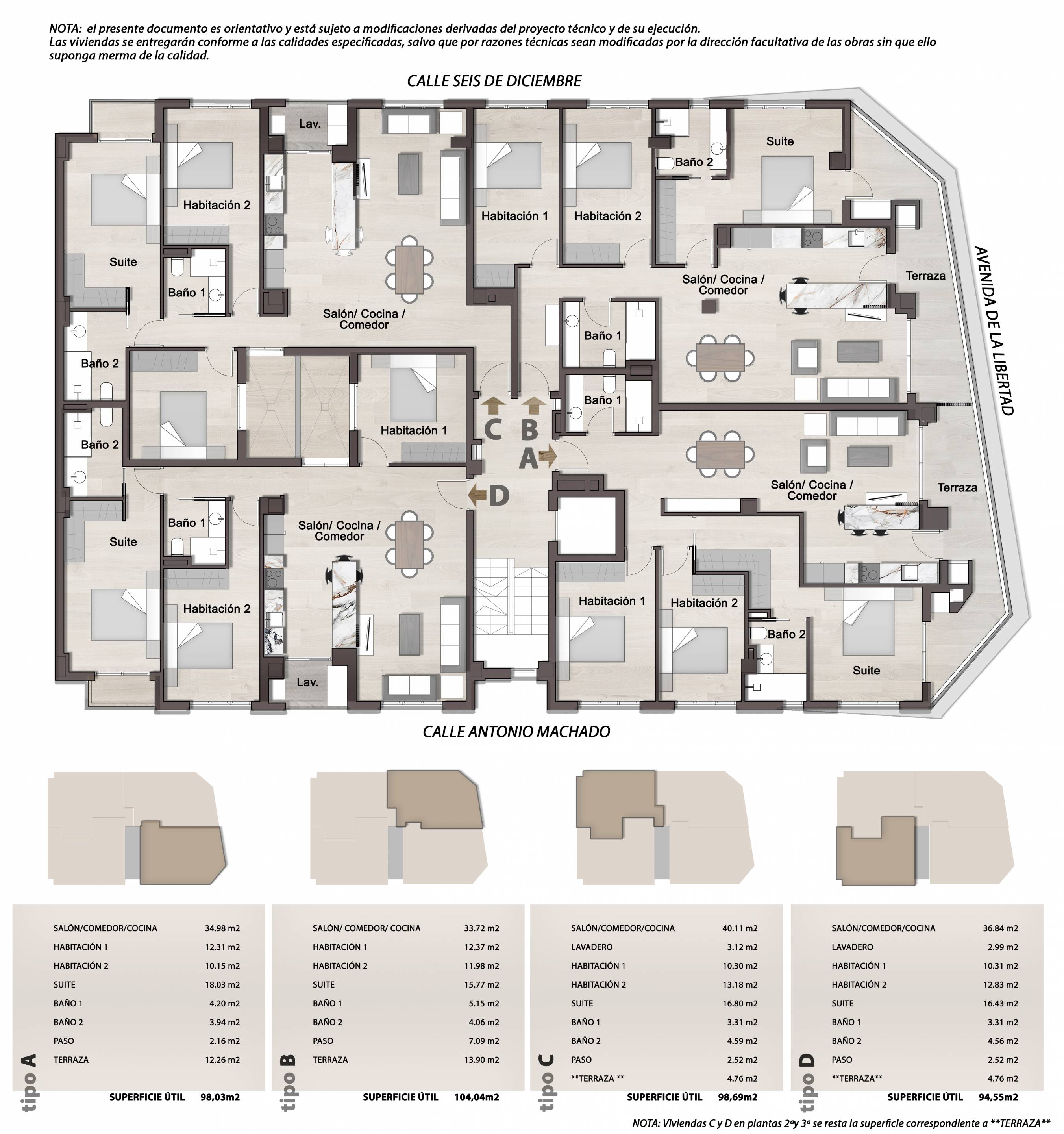 Floor plan of the 3-bedroom apartment in Comunidad valenciana