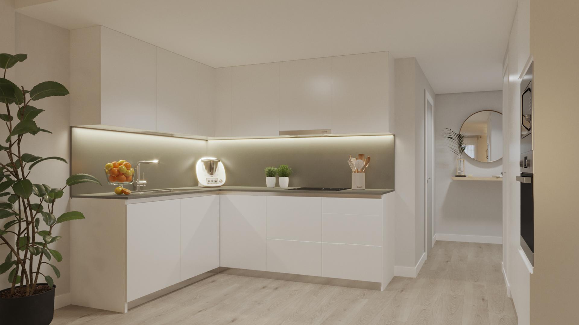Bathroom with shower enclosure in 2-bedroom new-build apartment, El Saltillo