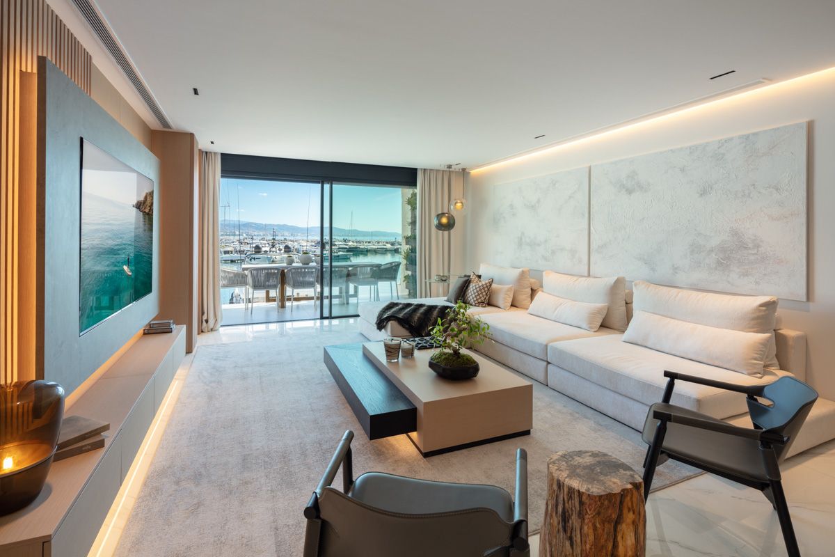 Interior corridor of new-build apartment block, Puerto, Marbella