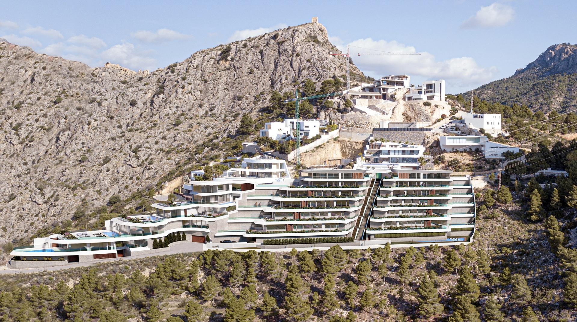 Street frontage of new-build block, Puerto, Calpe