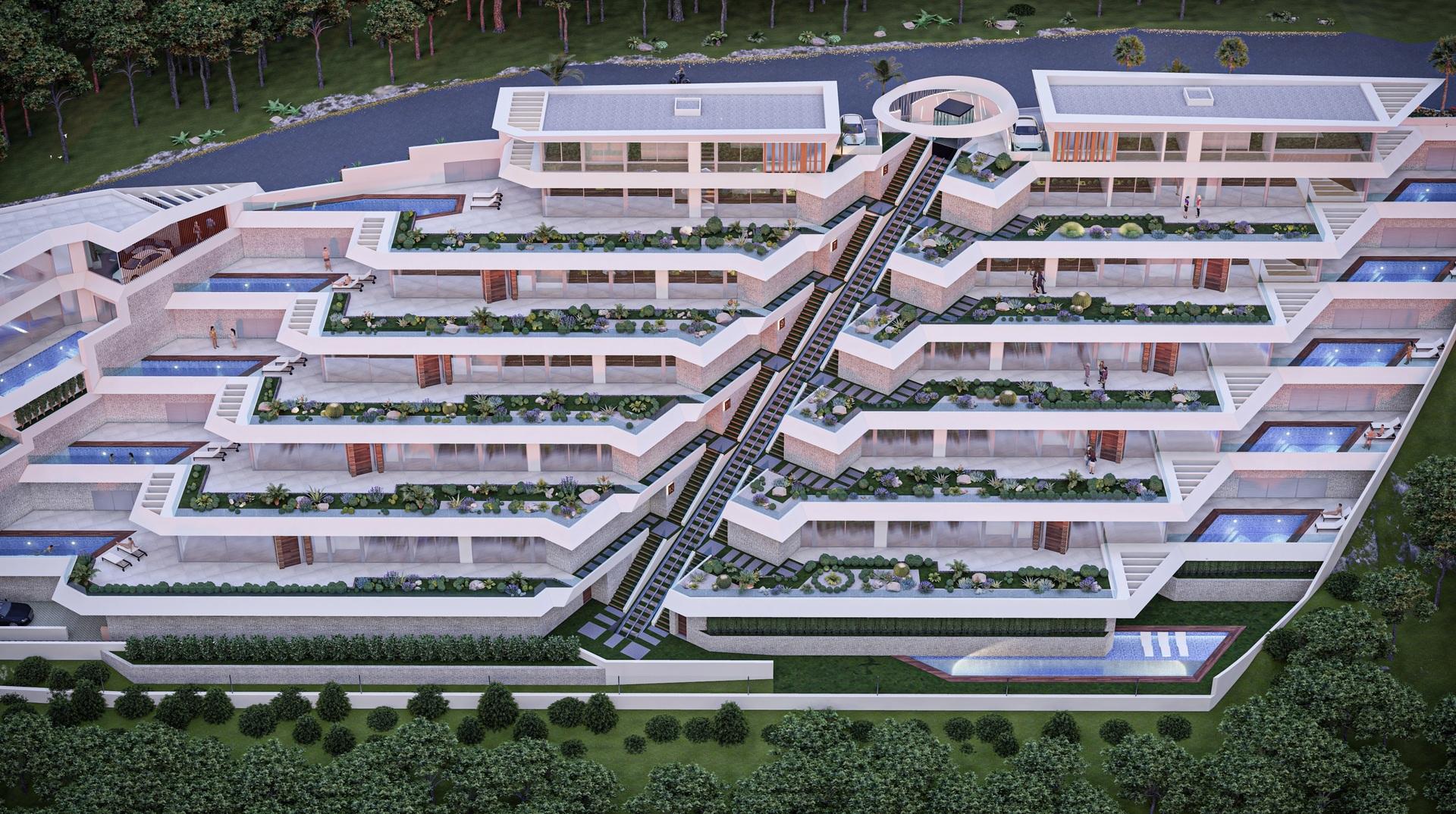 Garden and grounds of penthouse complex, Puerto, Calpe