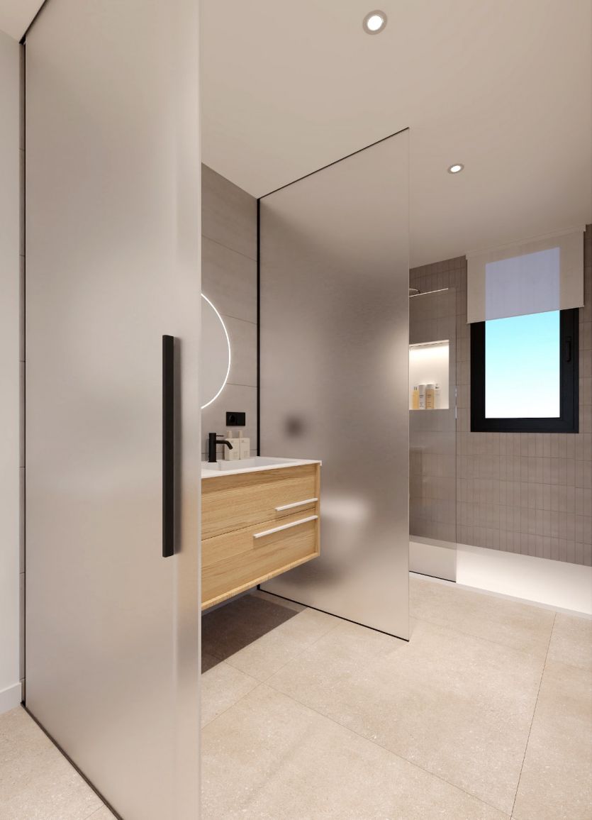 En-suite bathroom in new-build villa, Golf Puig Campana, Finestrat