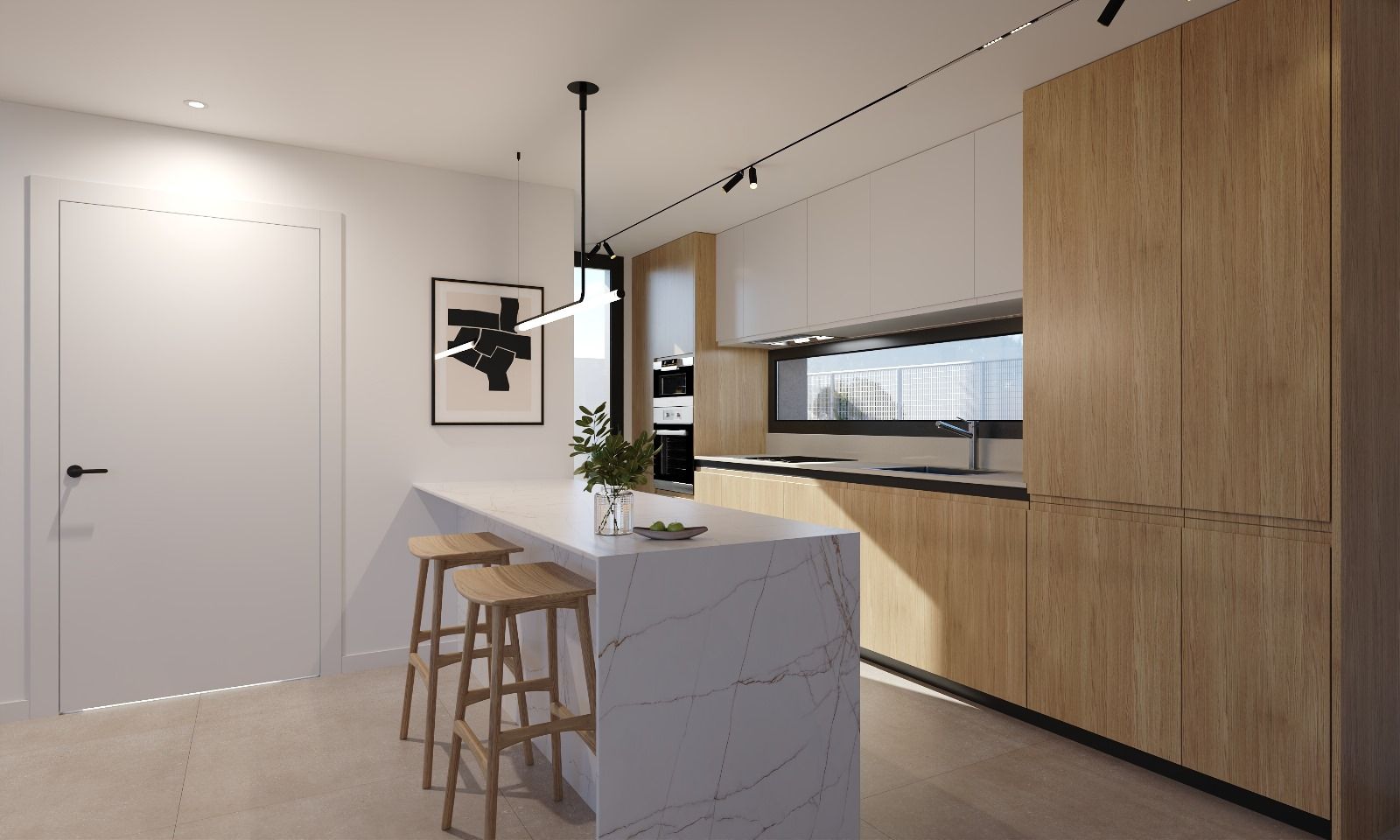 Hallway in new-build 3-bedroom villa, Golf Puig Campana, Finestrat