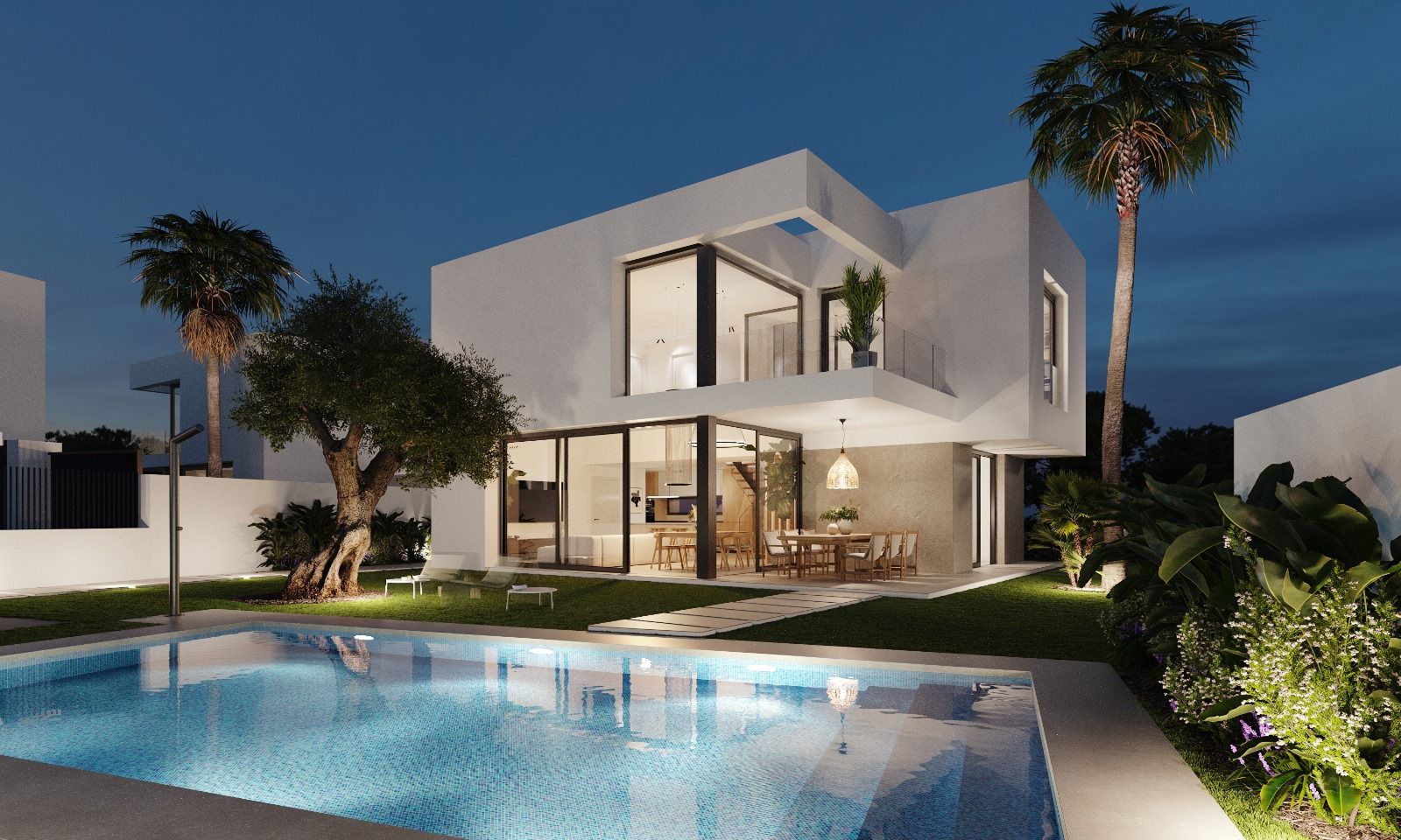 Elevated view of new-build villa plot in Golf Puig Campana, Finestrat