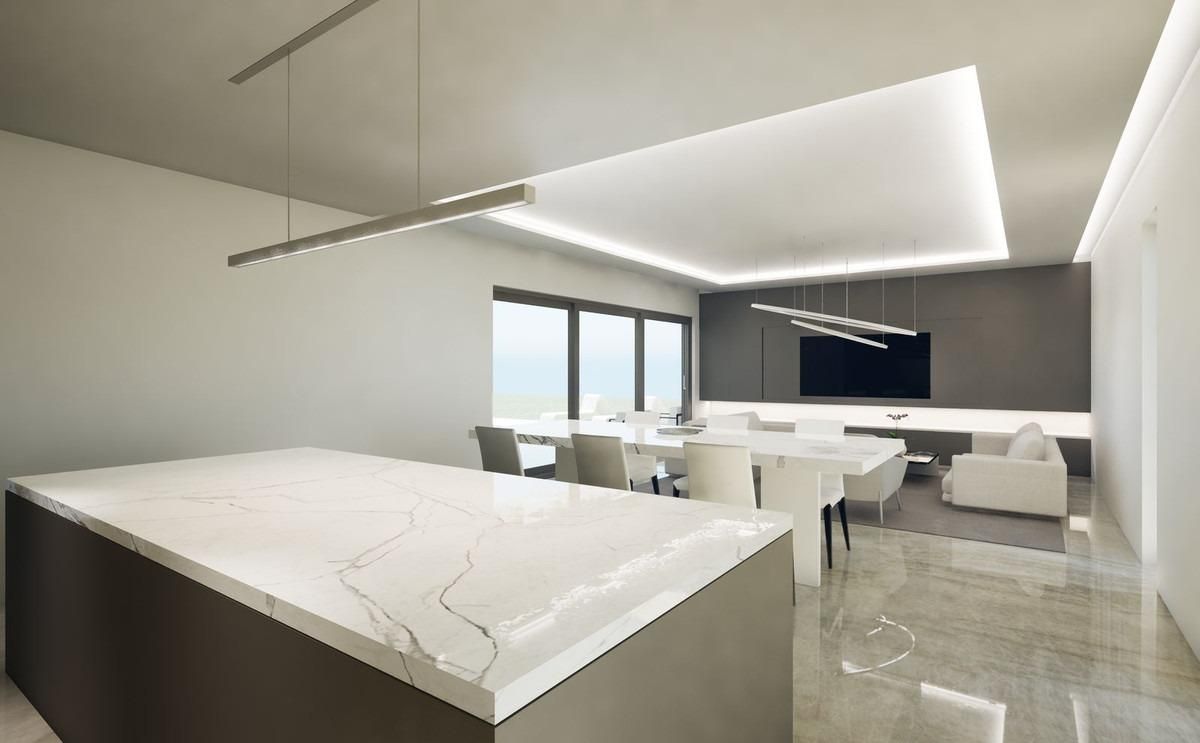 Open-plan living and dining area in 3-bedroom single-storey new-build villa, Hipódromo-Cerrado del Águila