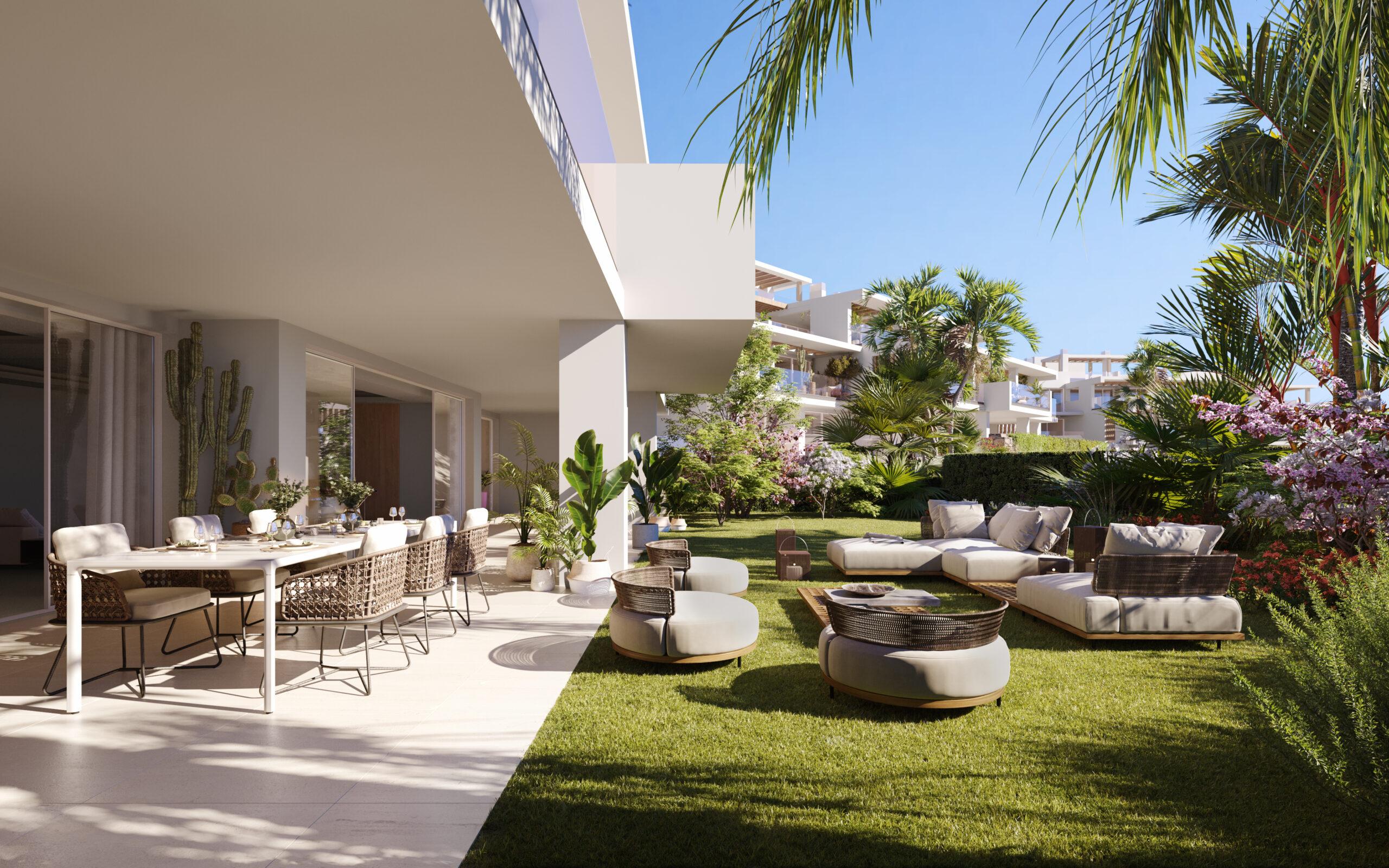 Rooftop solarium with open views in 4-bedroom penthouse, Lomas de Marbella Club, Marbella