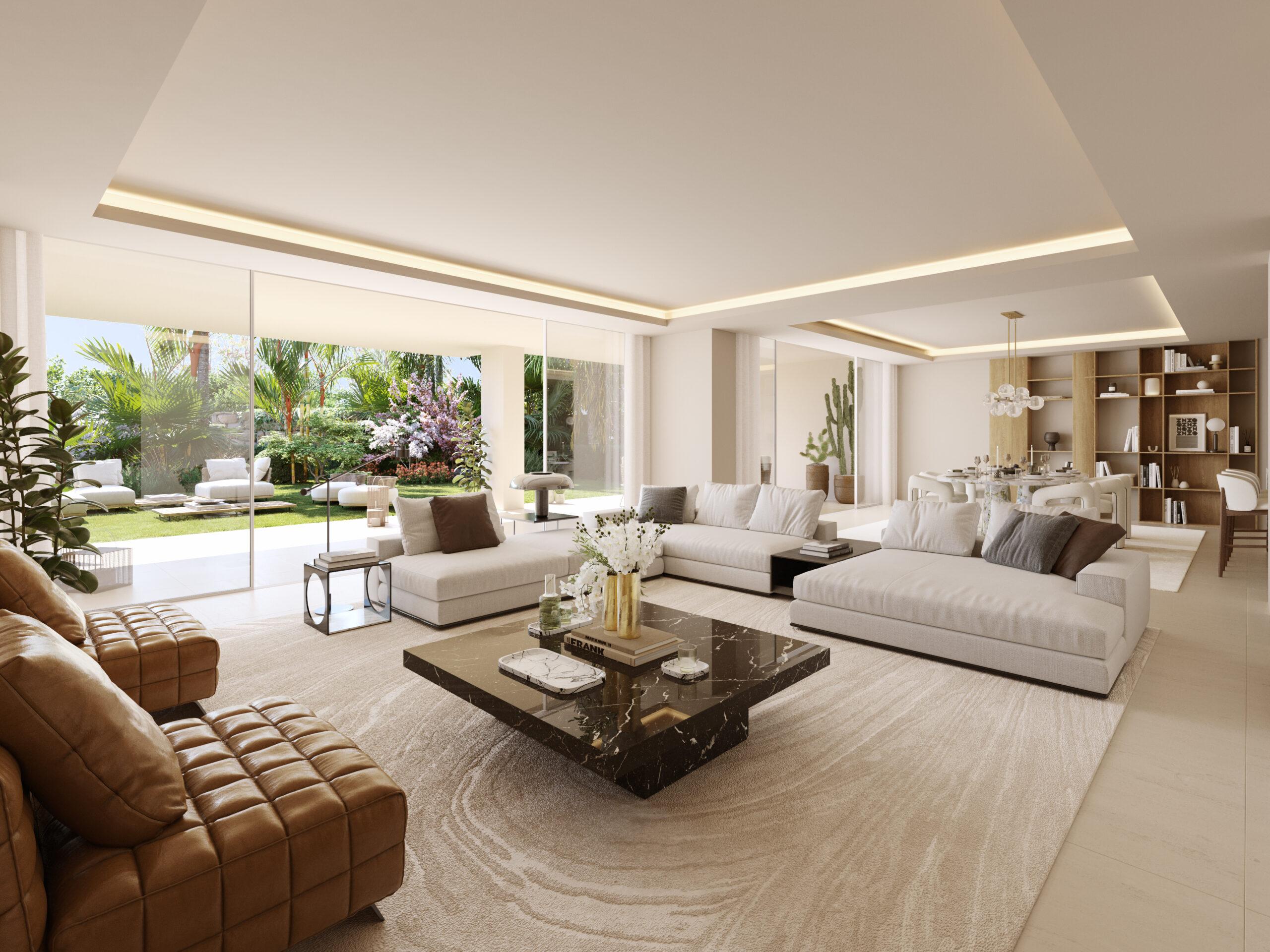 Lift lobby inside new-build residential building, Lomas de Marbella Club, Marbella