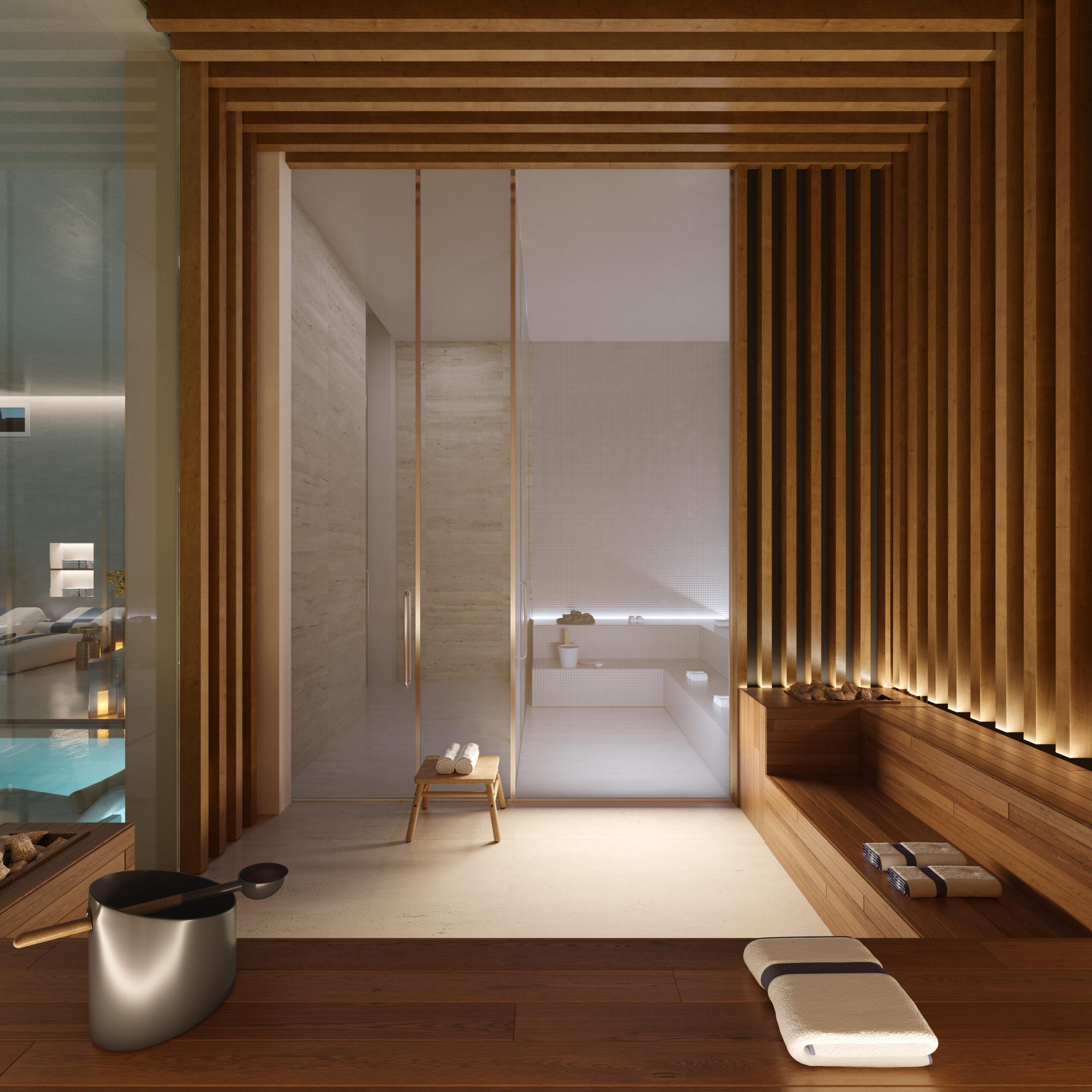 Bathroom with freestanding bath in 4-bedroom penthouse, Lomas de Marbella Club, Marbella