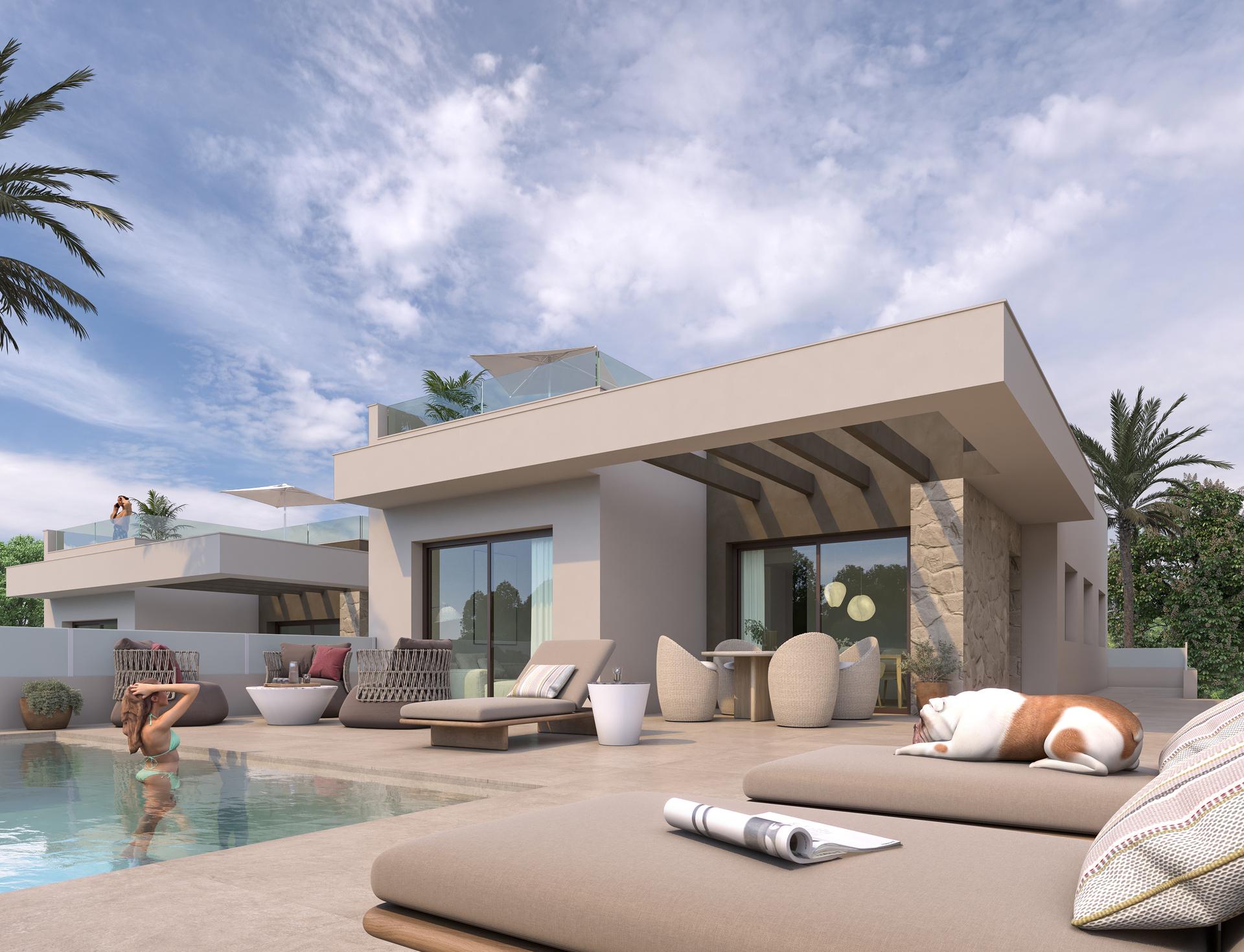 Front elevation of 3-bedroom new-build detached villa in Centro de la Ciudad Quesada, Rojales