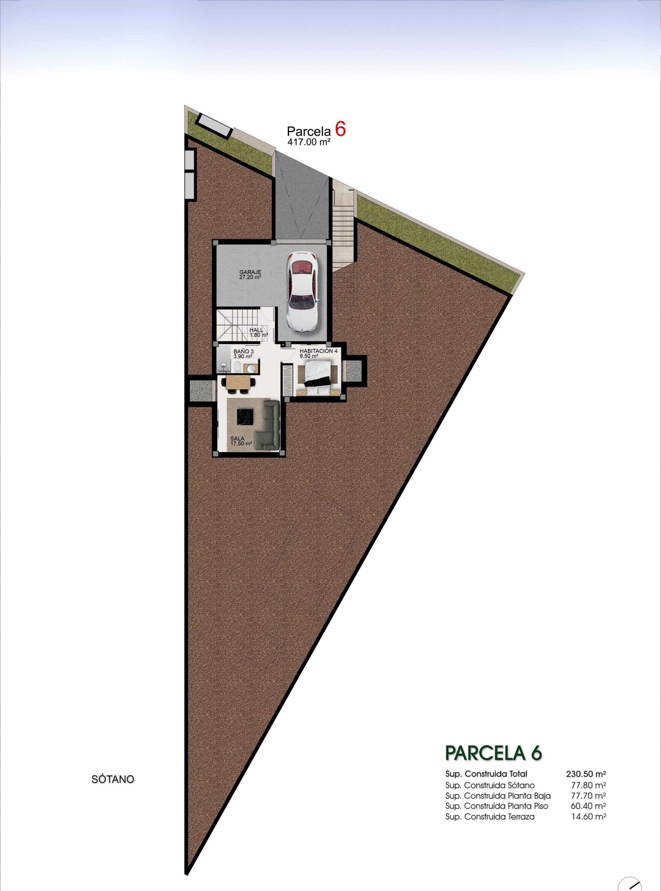 Ground floor layout plan of 3-bedroom new-build villa in Centro de la Ciudad Quesada, Rojales showing room arrangement
