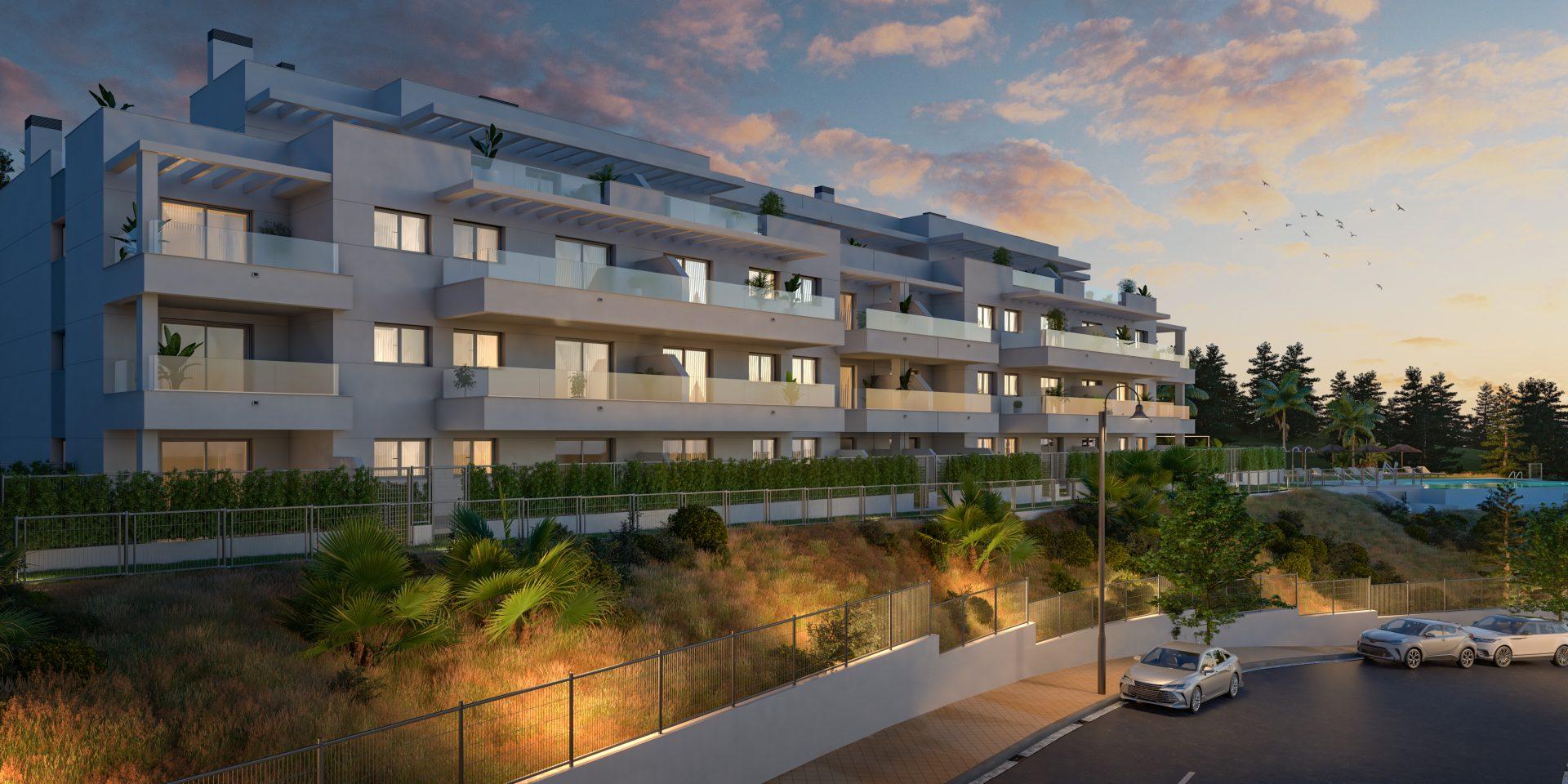 Terrace or balcony in 2-bedroom new-build apartment, Calaburra, Mijas