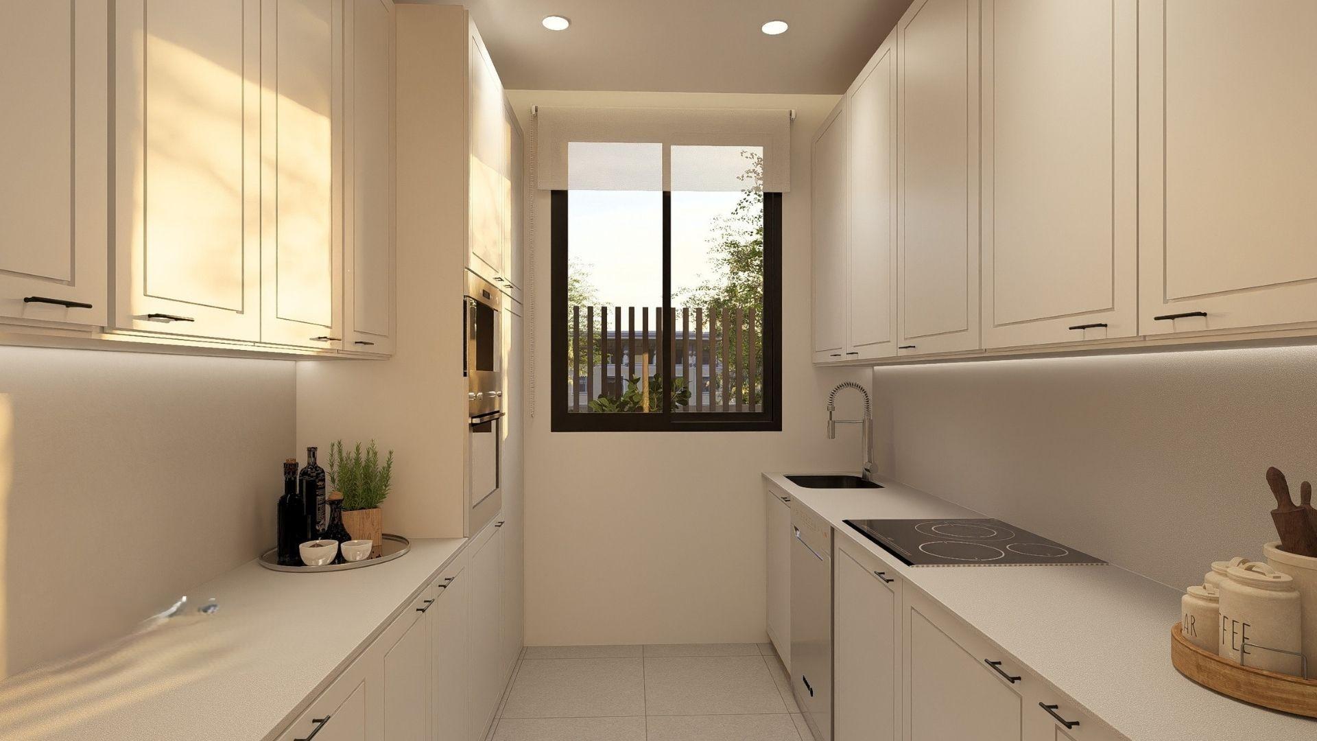 Communal terrace area in new-build development, Pueblo, Jávea