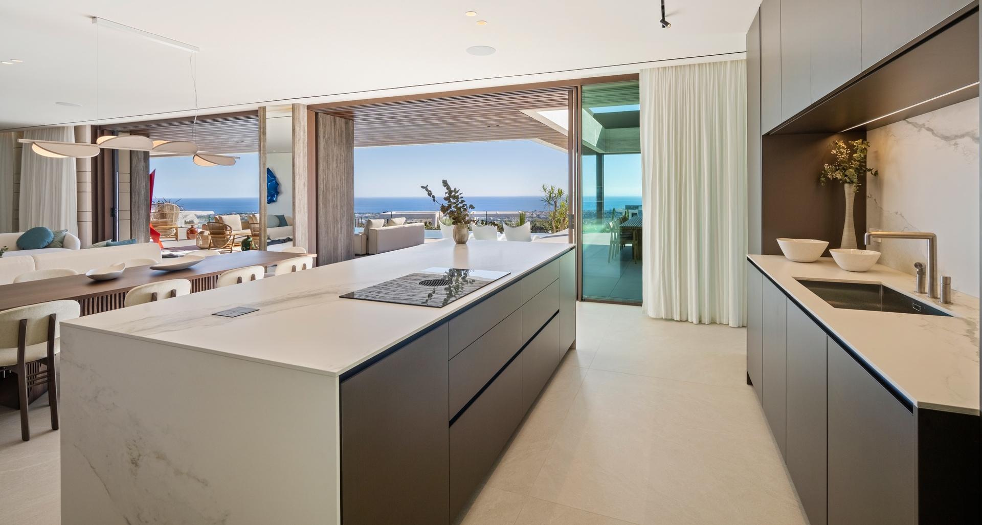 Communal landscaped area within gated development, La Quinta, Benahavis