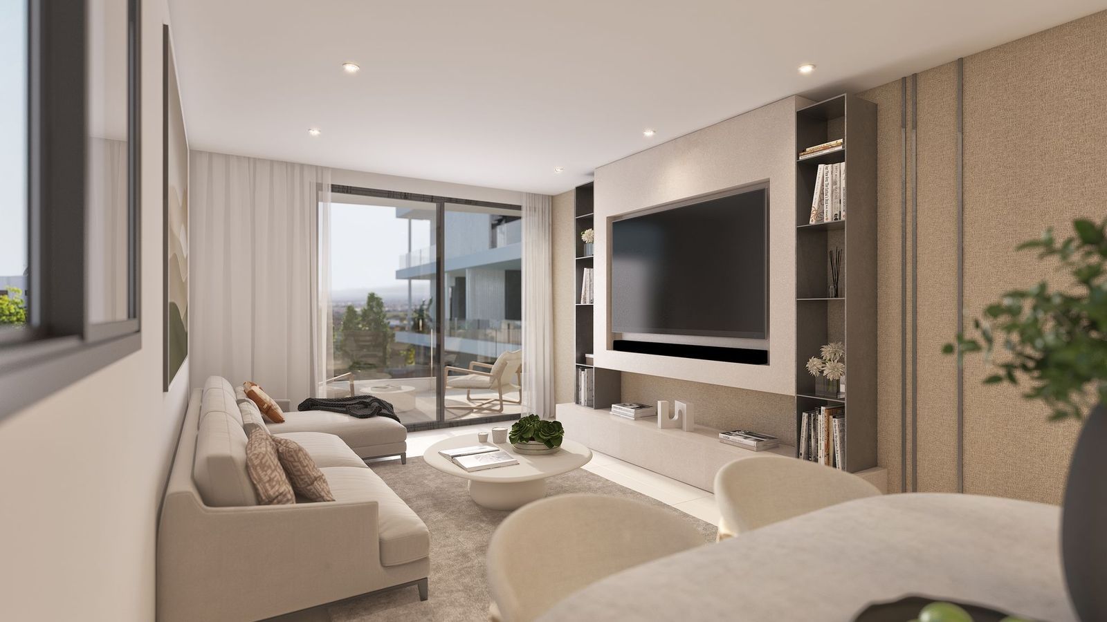 Open-plan interior of 3-bedroom penthouse in Pueblo 4, Benijofar