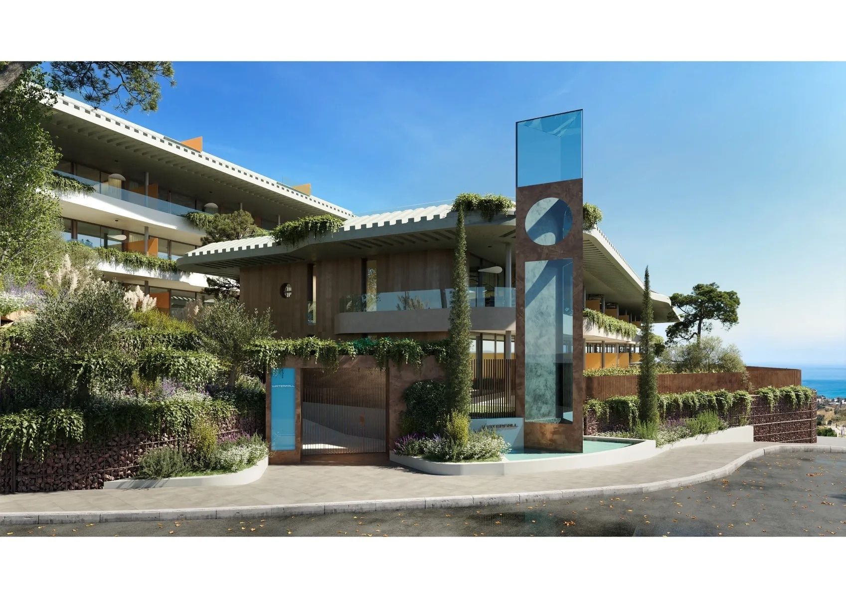 Facade of new-build villa development in El Higuerón, Fuengirola