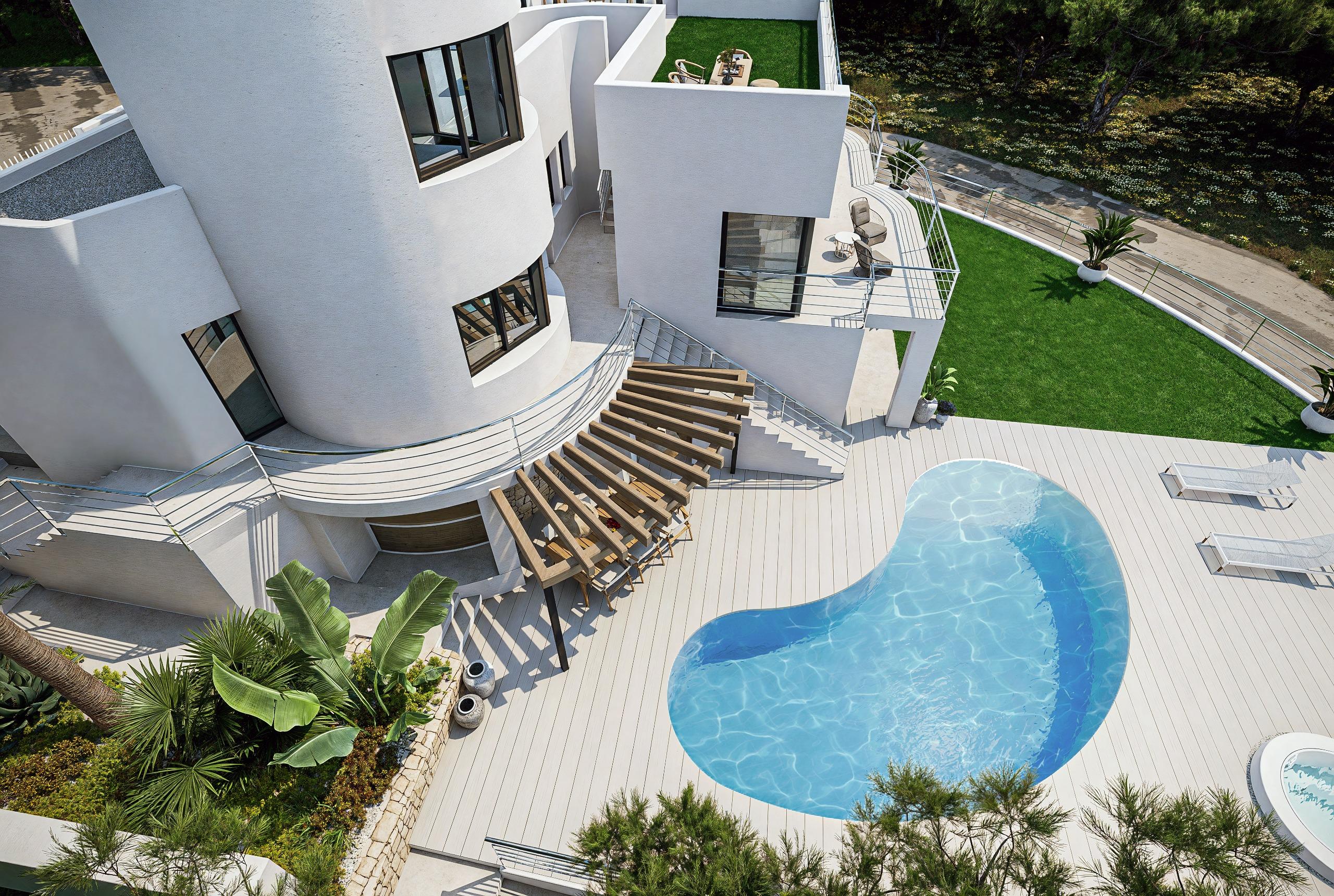 Side elevation showing full plot extent of 4-bedroom villa, Altea Hills, Altea