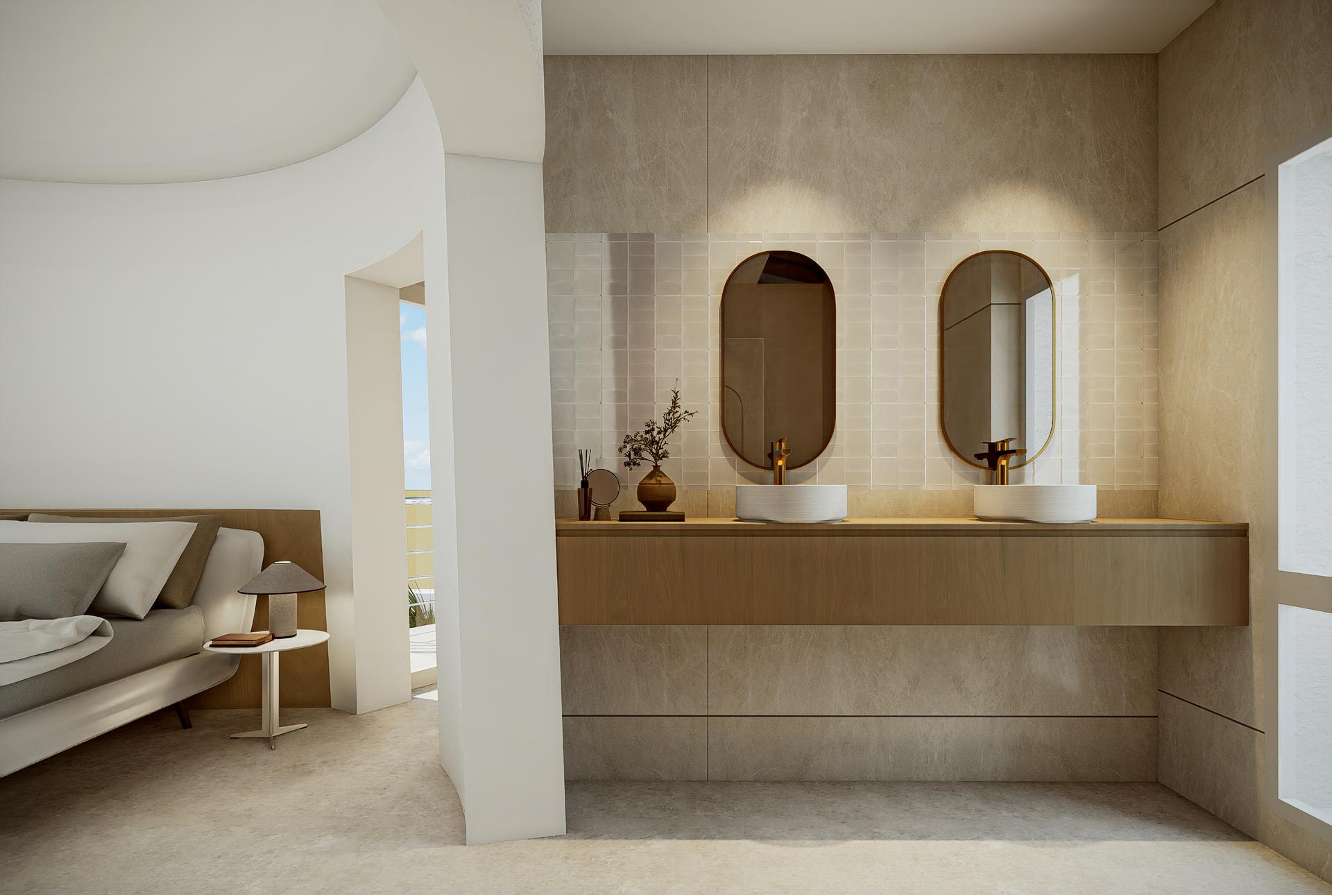 En-suite bathroom of principal bedroom in new-build villa, Altea Hills, Altea