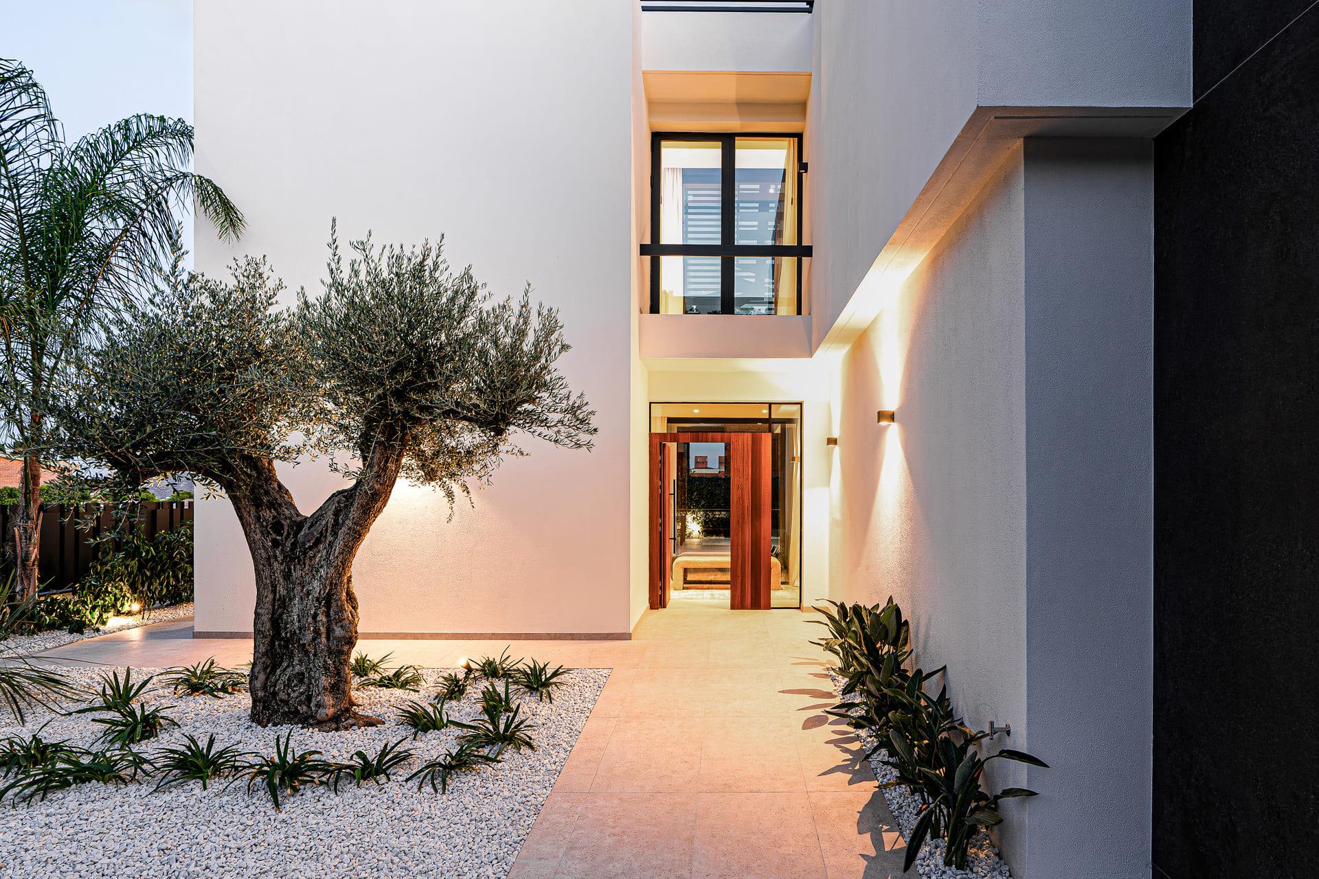 Living room interior with terrace access, new-build villa in San Rafael, La Nucía